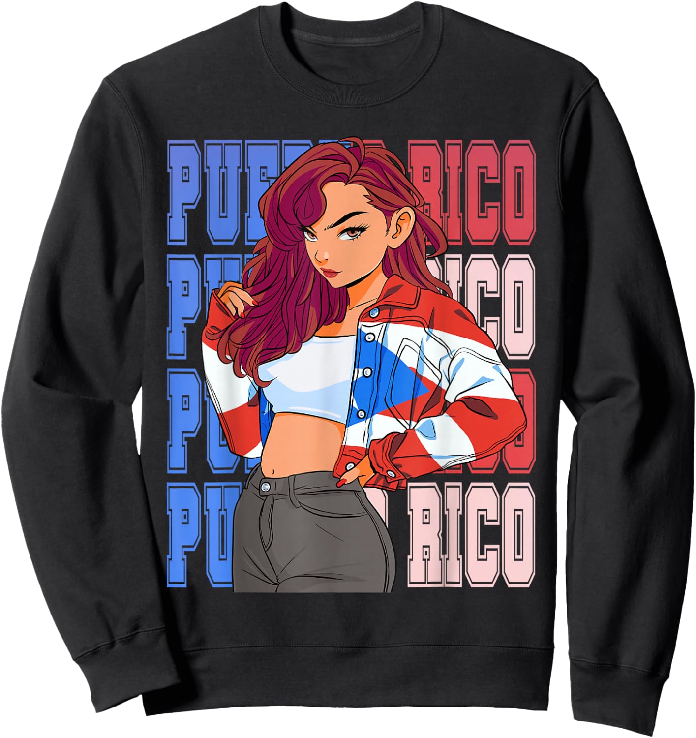 Puerto Rico Girl Boricua Rican Hispanic Heritage Month Sweatshirt - Sweatshirt | Black