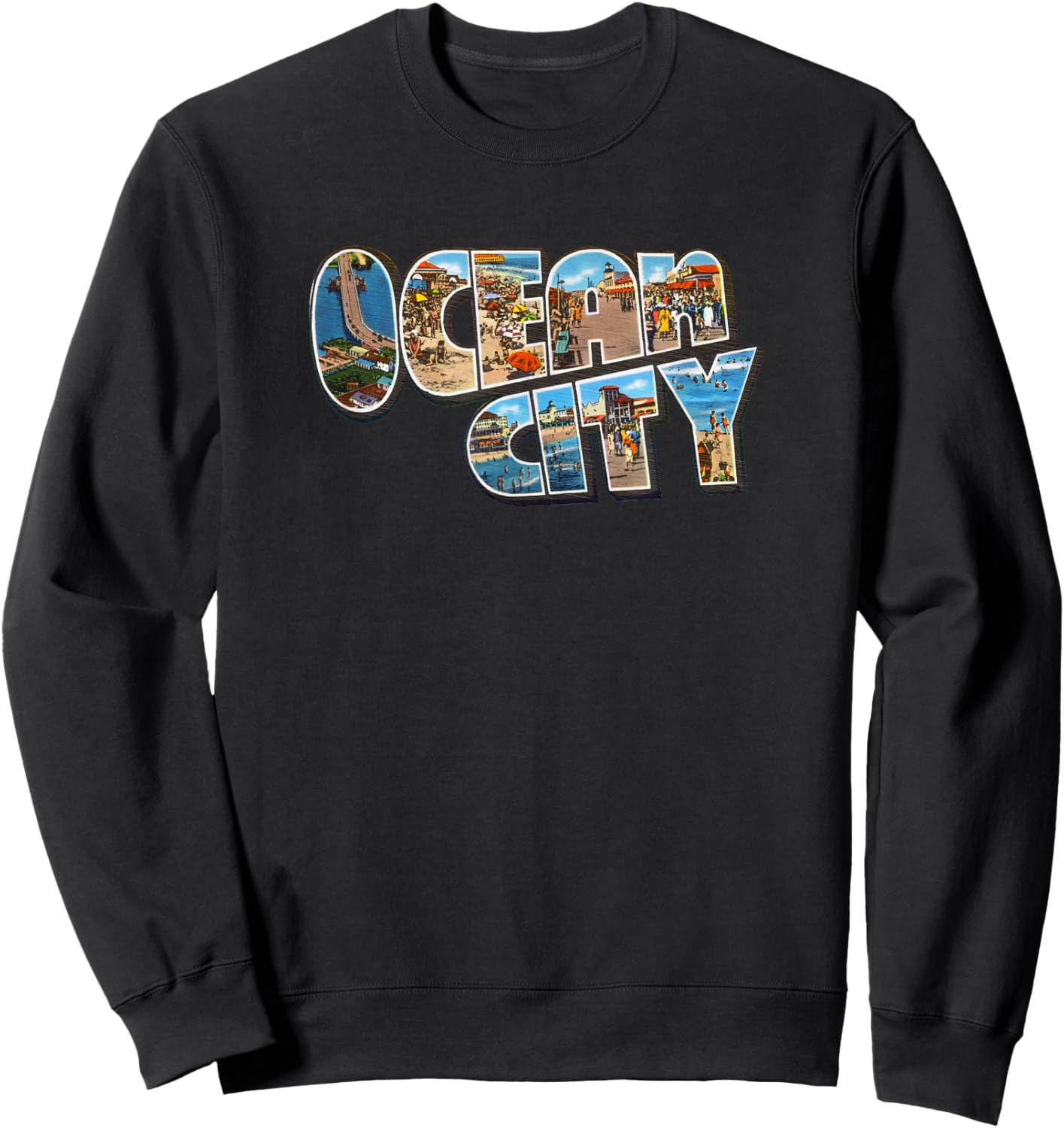 Ocean City NJ Shirt Ocean City T Shirt Men & Women Retro Sweatshirt - Sweatshirt | Black