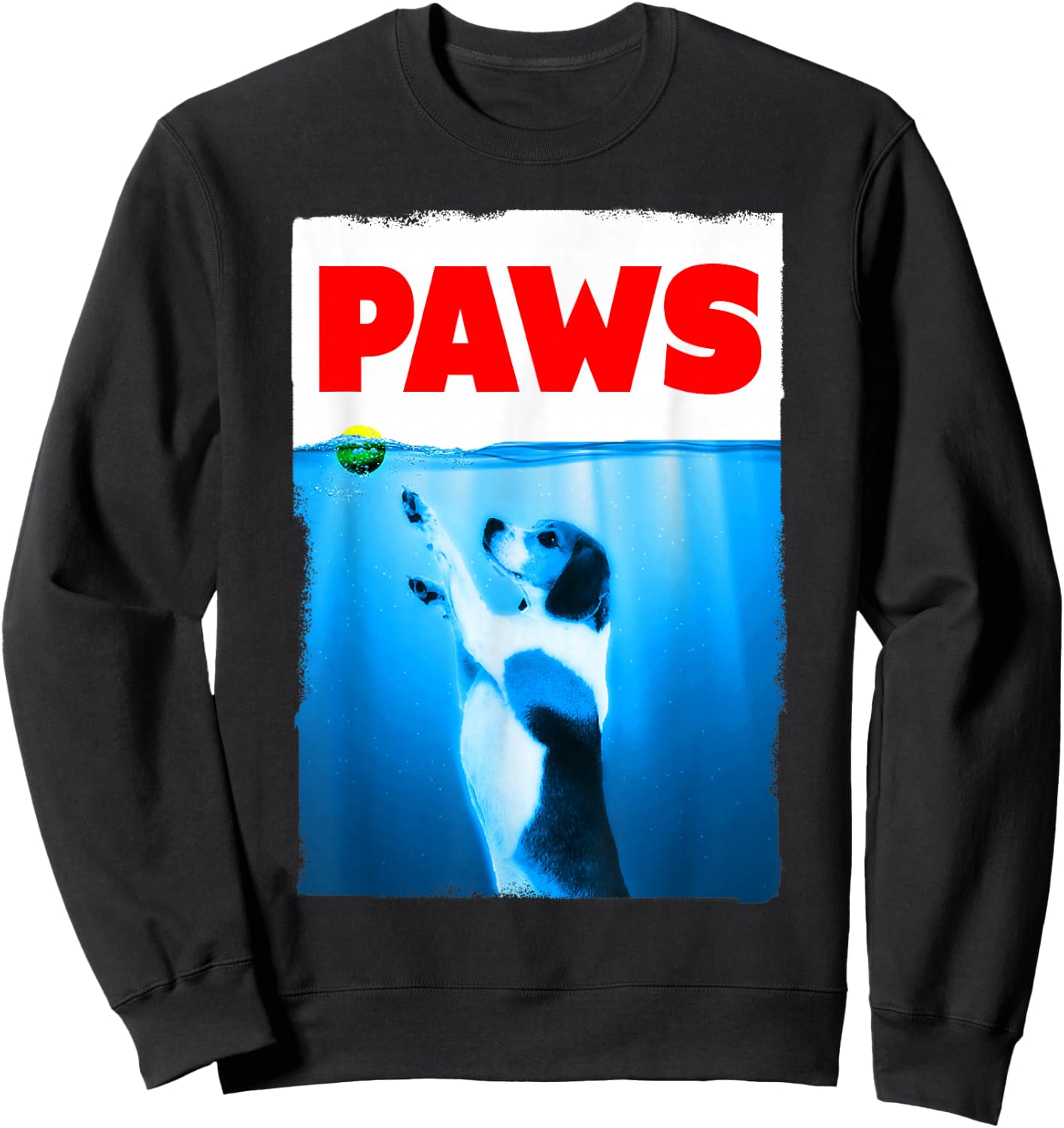 Paws Dog Parody Tennis Ball Sweatshirt - Sweatshirt | Black