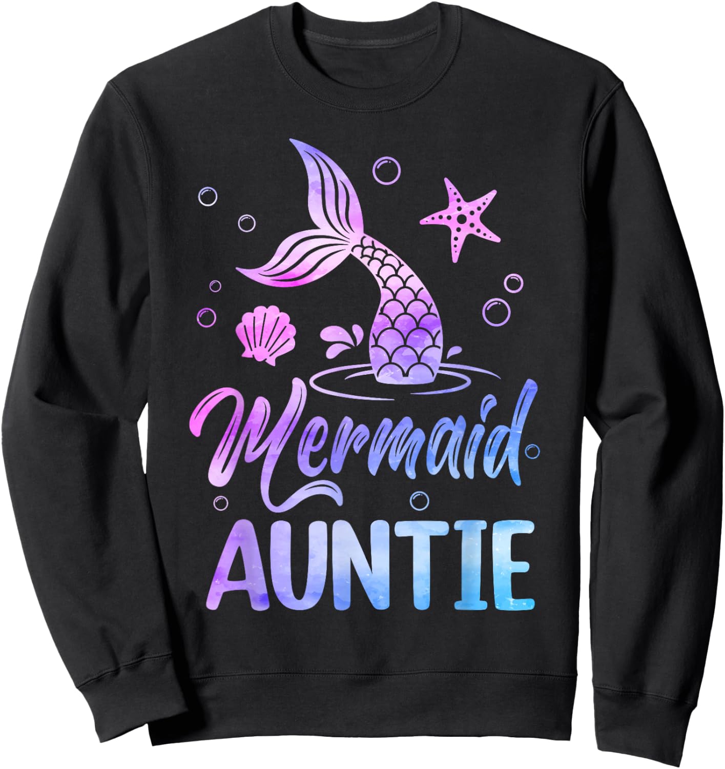 Mermaid Auntie Tail Matching Mermaid Squad Birthday Party Sweatshirt - Sweatshirt | Black