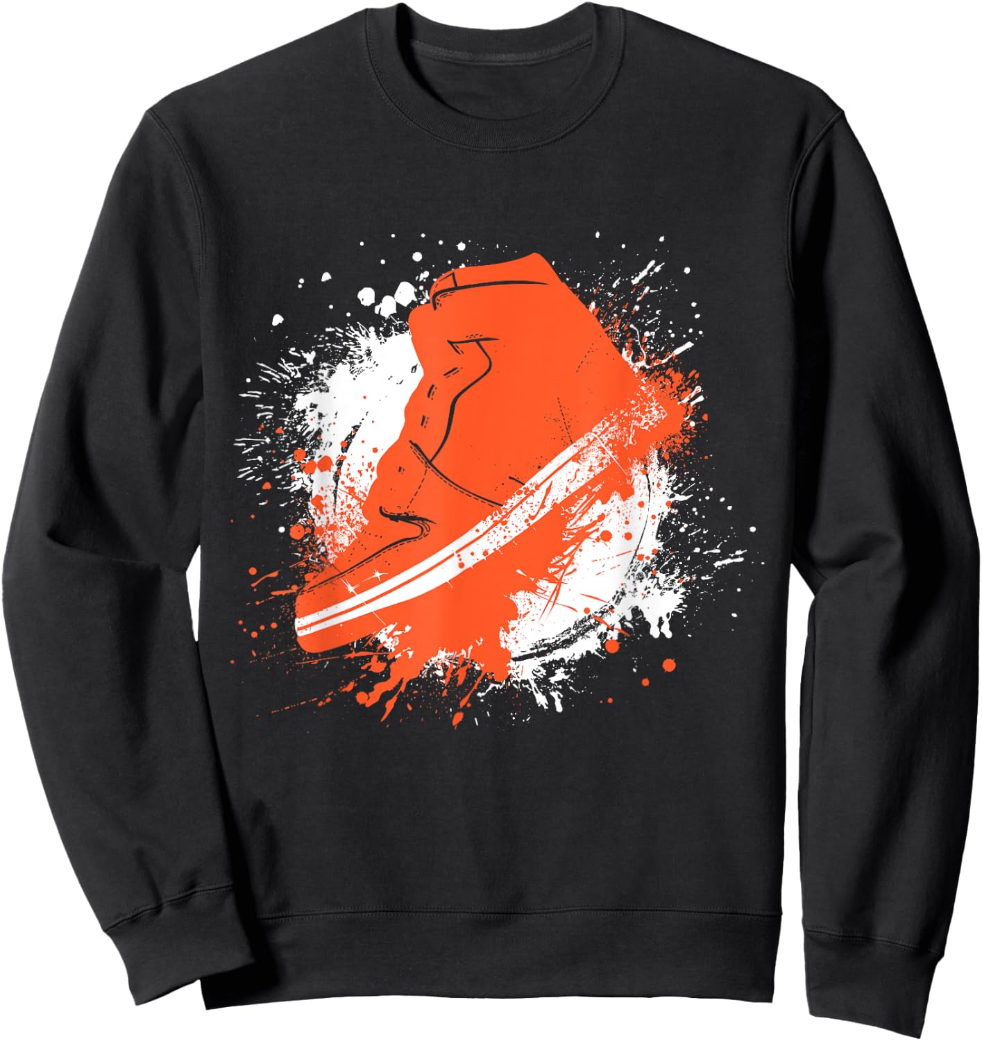 Army Green with Solar Orange Sneaker Graphic Sweatshirt - Sweatshirt | Black