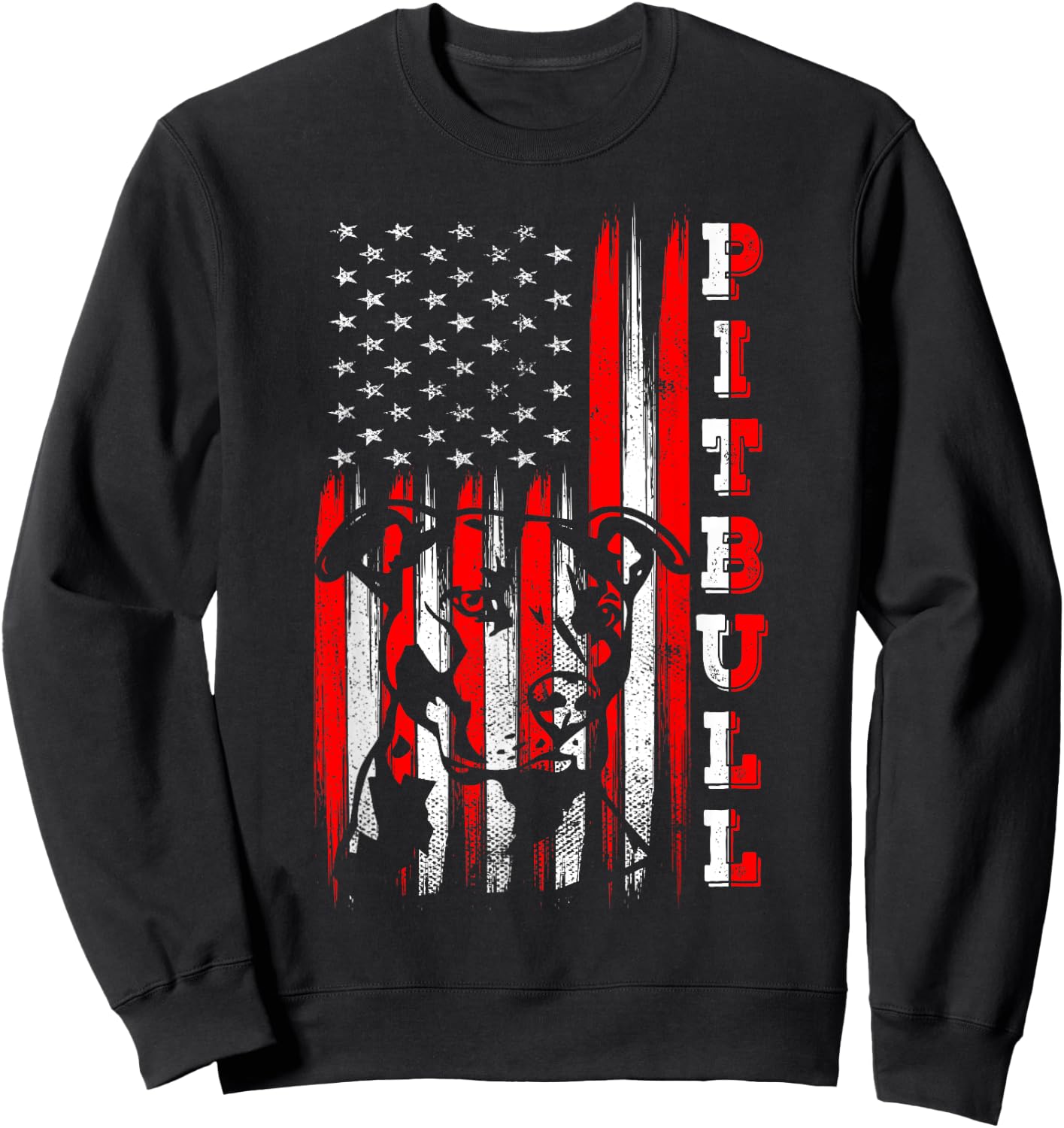 Proud American Pitbull Terrier Flag Funny Dog Dad Mom Gifts Men Women Sweatshirt - Sweatshirt | Black