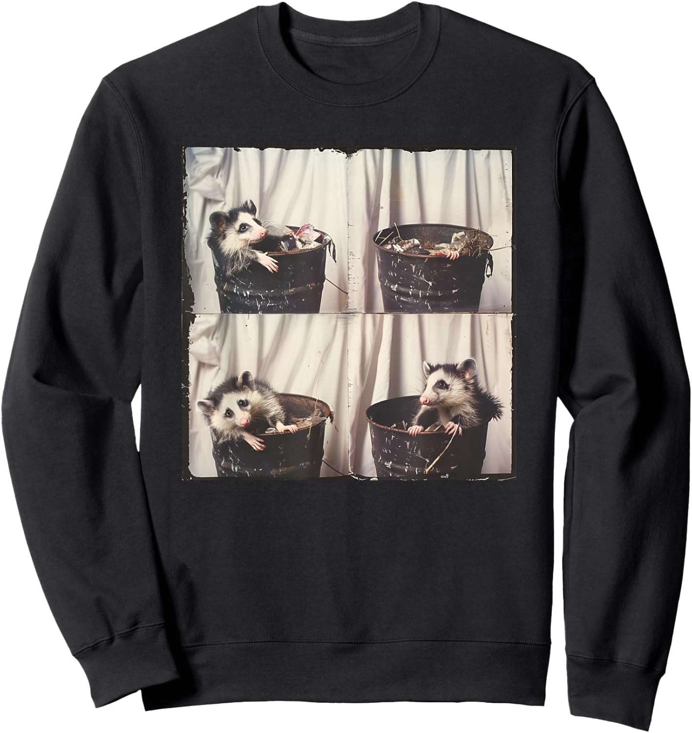 Weird Possum Photo Trashcan Possum Funny Animal Photobooth Sweatshirt - Sweatshirt | Black