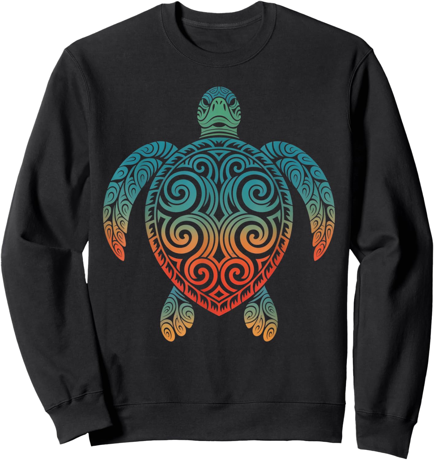 Tribal Tattoo Hawaiian Maori Sun Sea Turtle Sweatshirt - Sweatshirt | Black