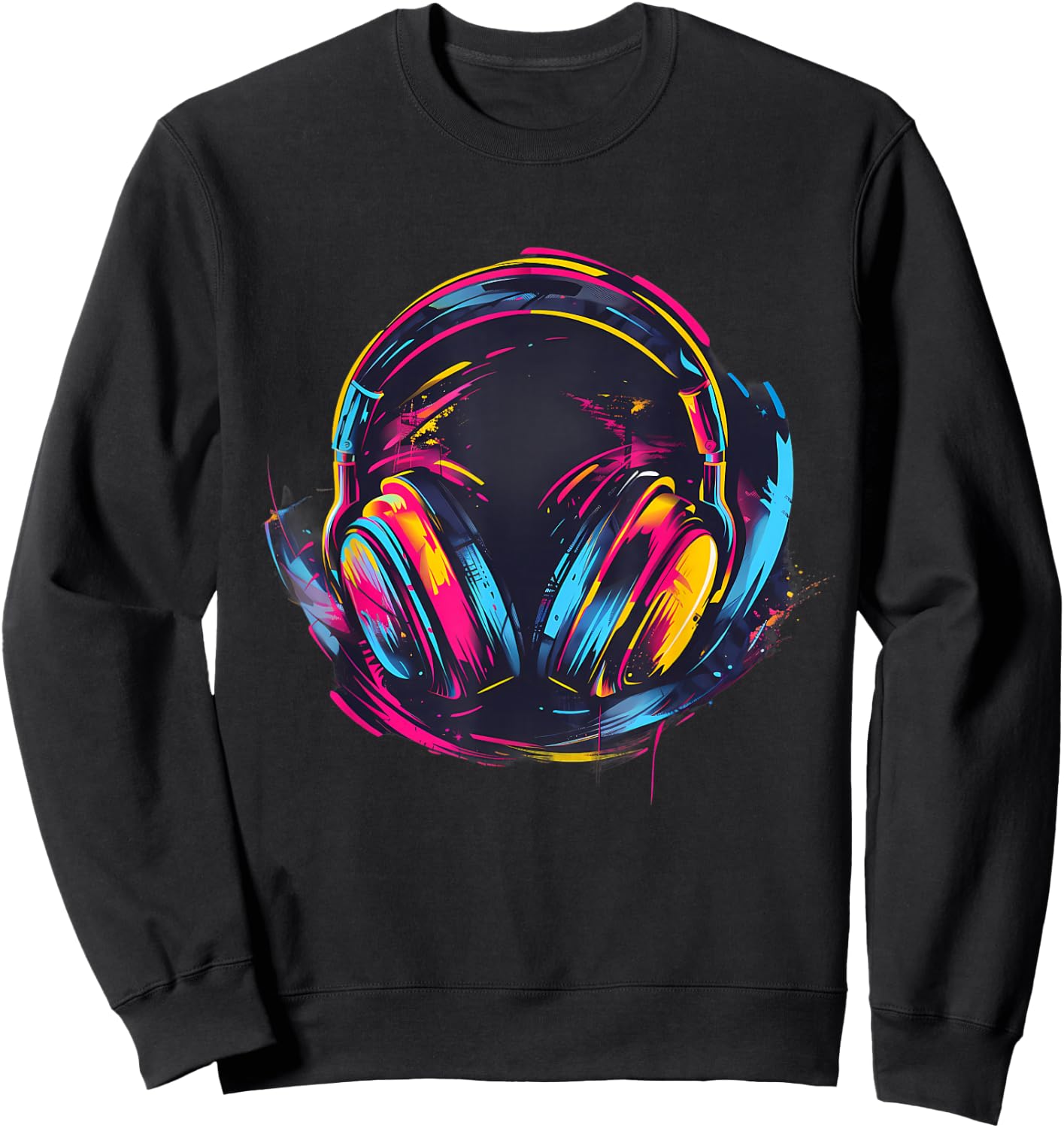 Headphones Music DJ Colourful Music Lover Music Headphones Sweatshirt - Sweatshirt | Black