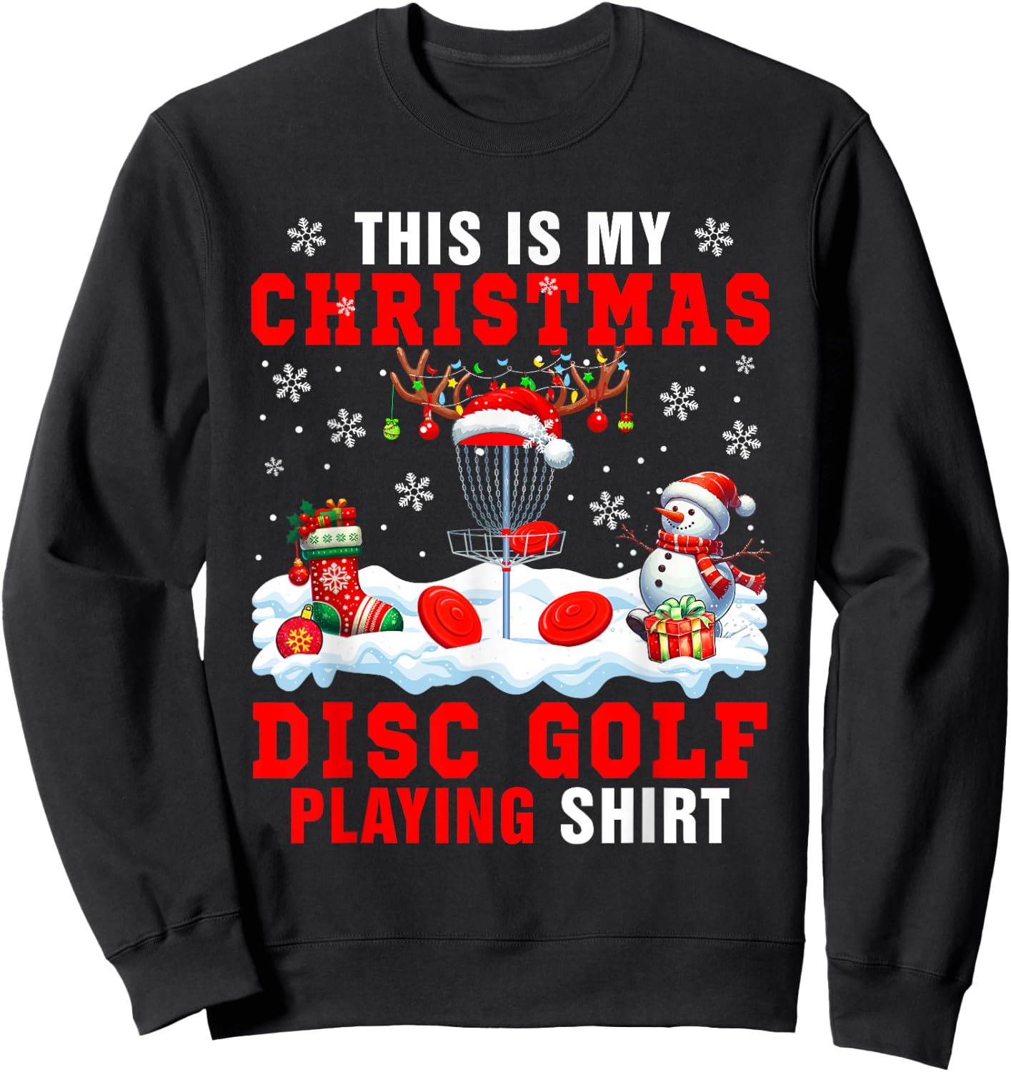 My Christmas Disc Golf Playing Shirt Santa Equipment Player Sweatshirt - Sweatshirt | Black