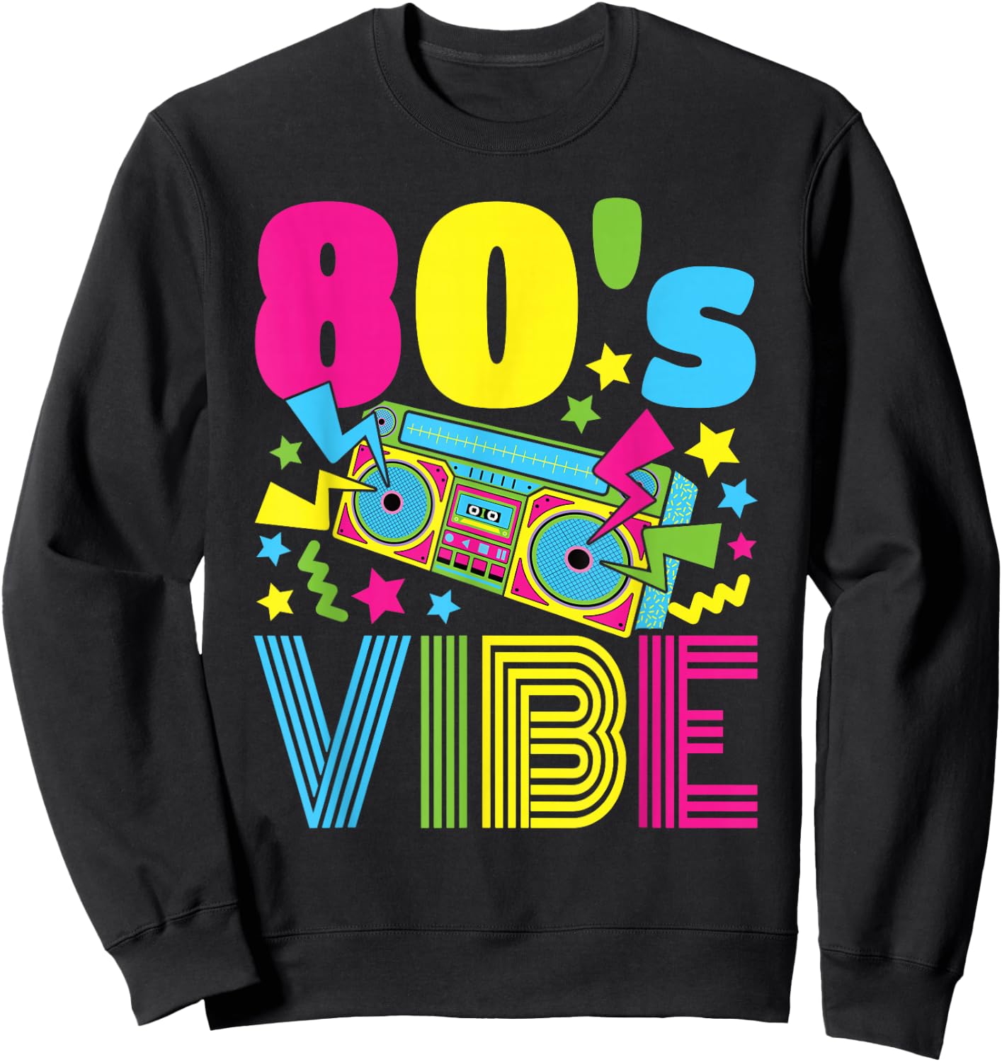 80s Style Clothing Women Boys Girls Kids 80s Vibe 1980s Fashion -Kids Black Short Sleeve Classic Fit Cotton Blend Small Sweatshirt - Sweatshirt | Black
