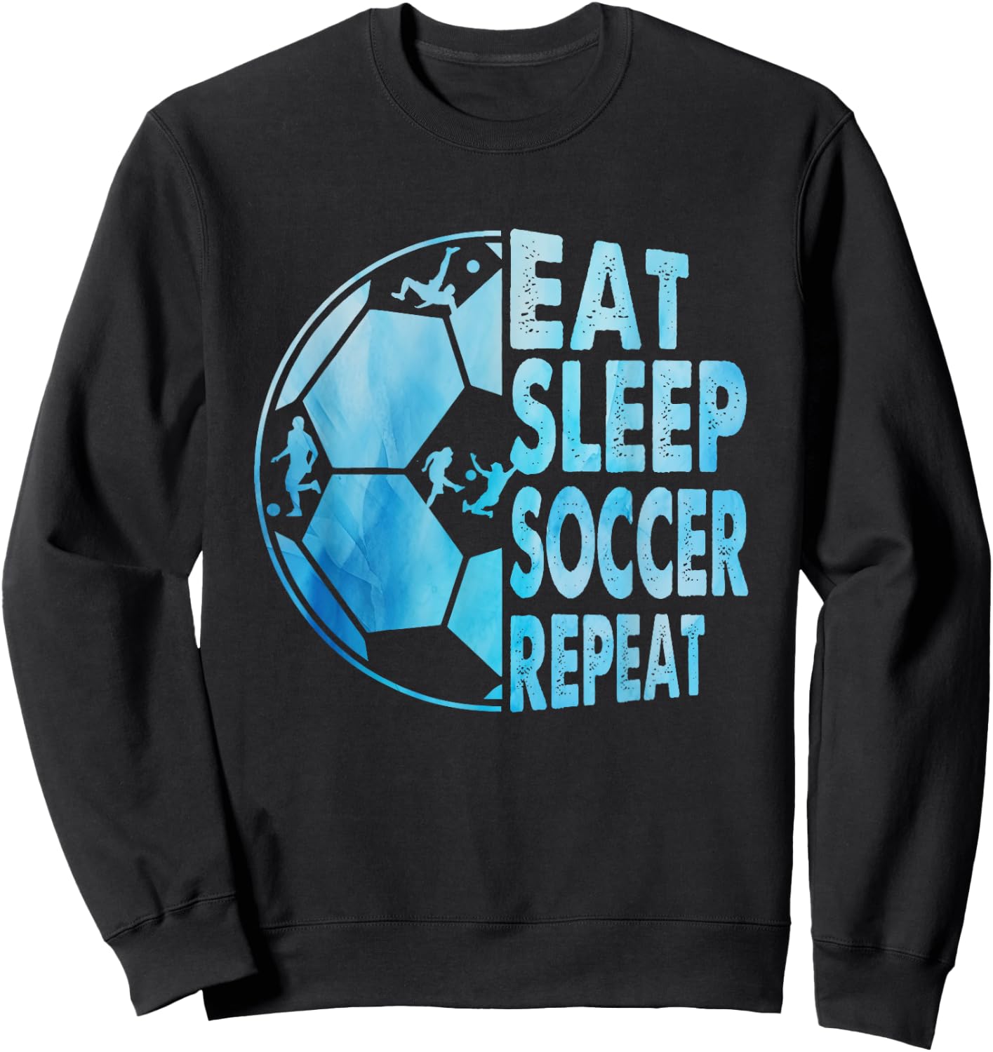 Eat Sleep Soccer Repeat For Youth Girls Kids Boys Purple Sweatshirt - Sweatshirt | Black