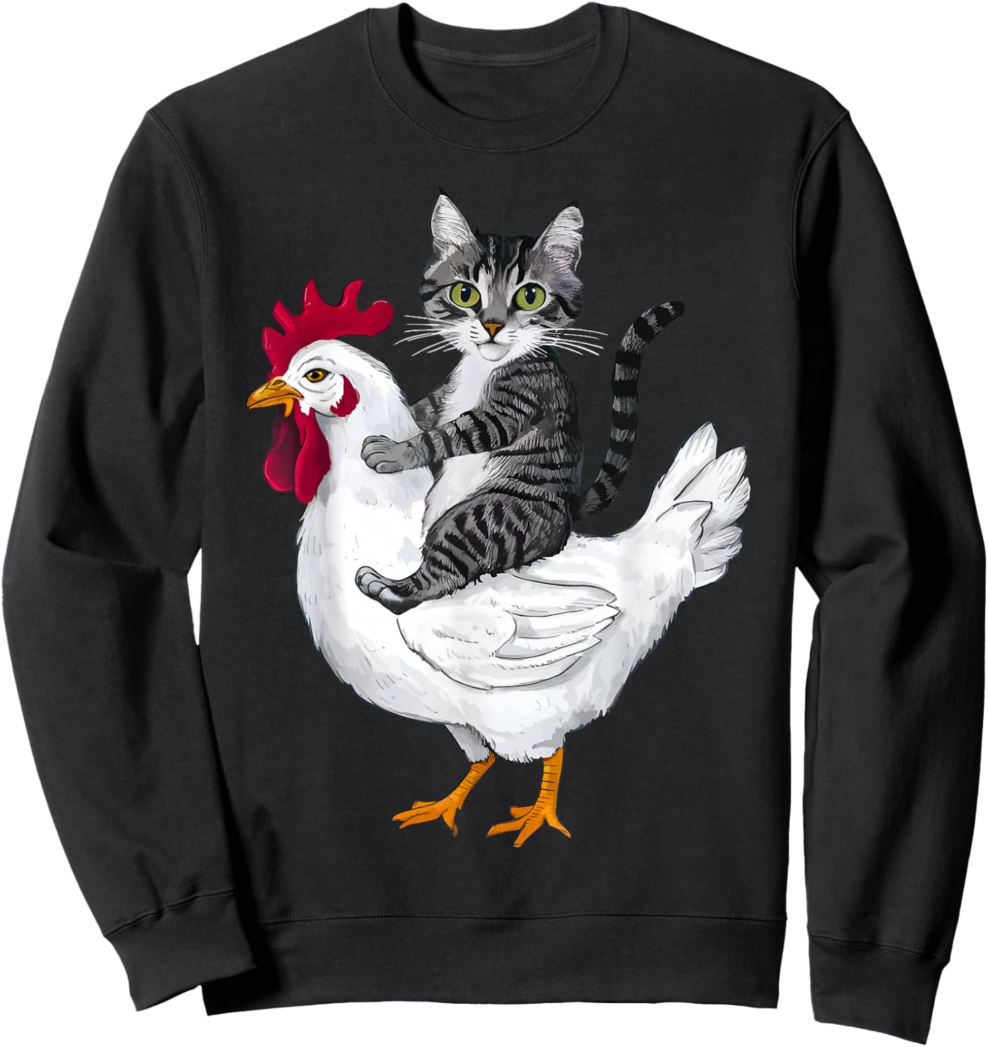 Funny Cat on a Chicken Lover Sweatshirt - Sweatshirt | Black