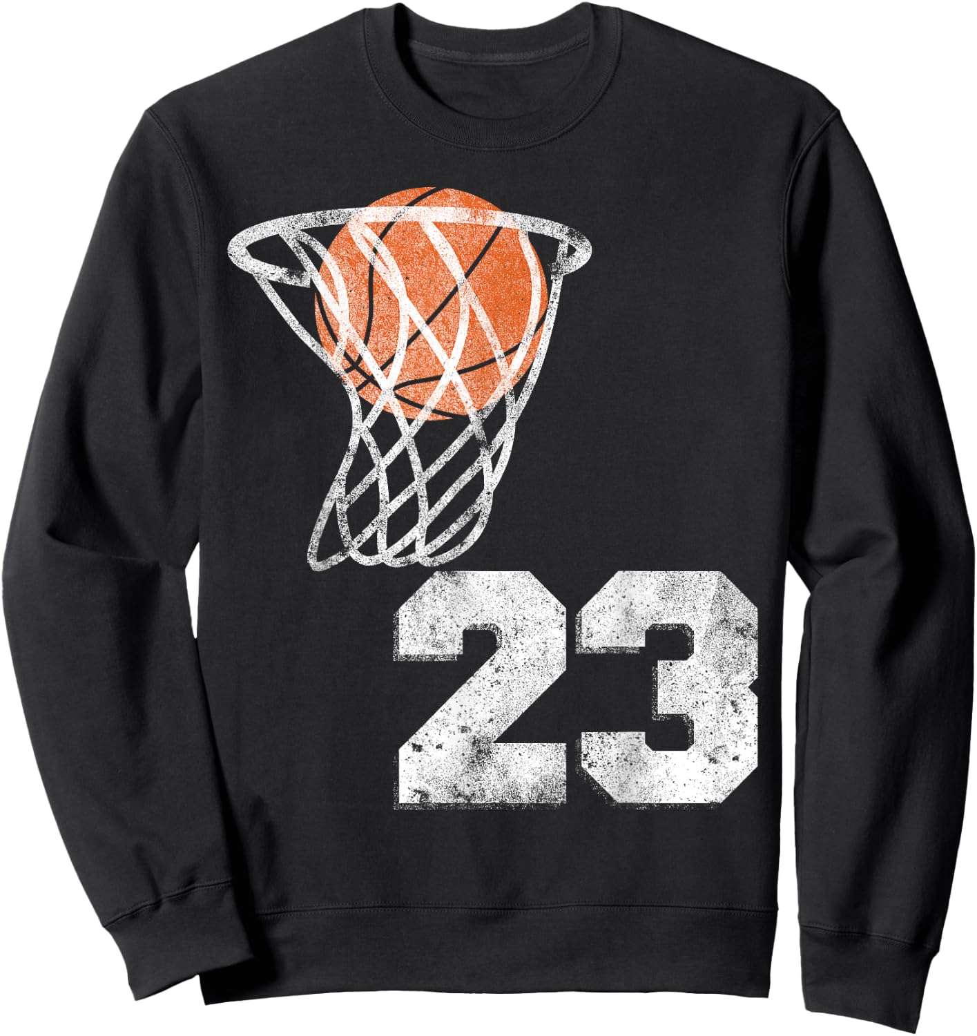 Vintage Basketball Jersey Number 23 Player Number Sweatshirt - Sweatshirt | Black