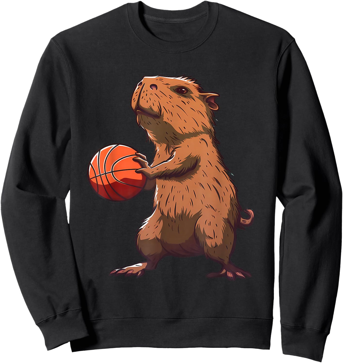Basketball Capybara Basketball Hoop Bball Player Animal Art Sweatshirt - Sweatshirt | Black