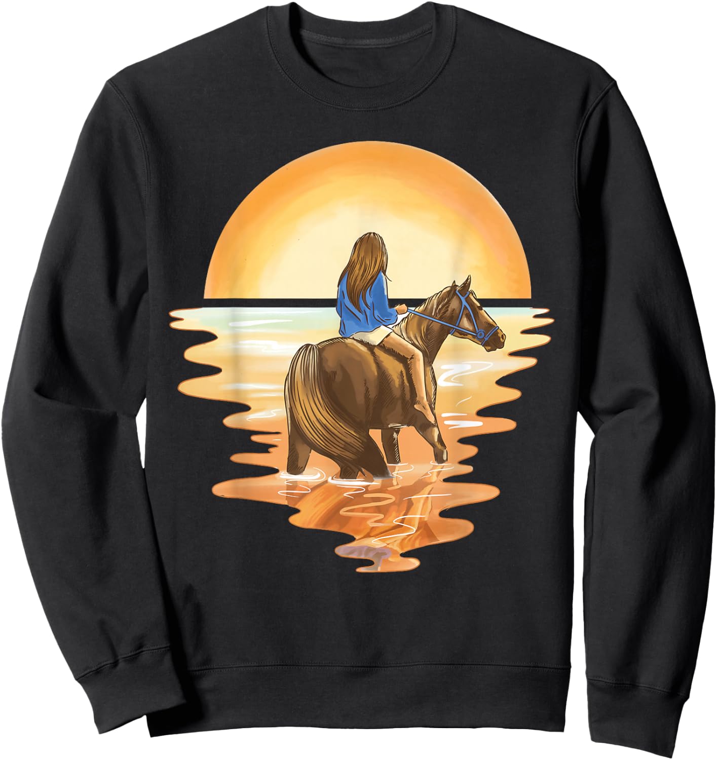 Girl rides in the sunset horse horses Sweatshirt - Sweatshirt | Black