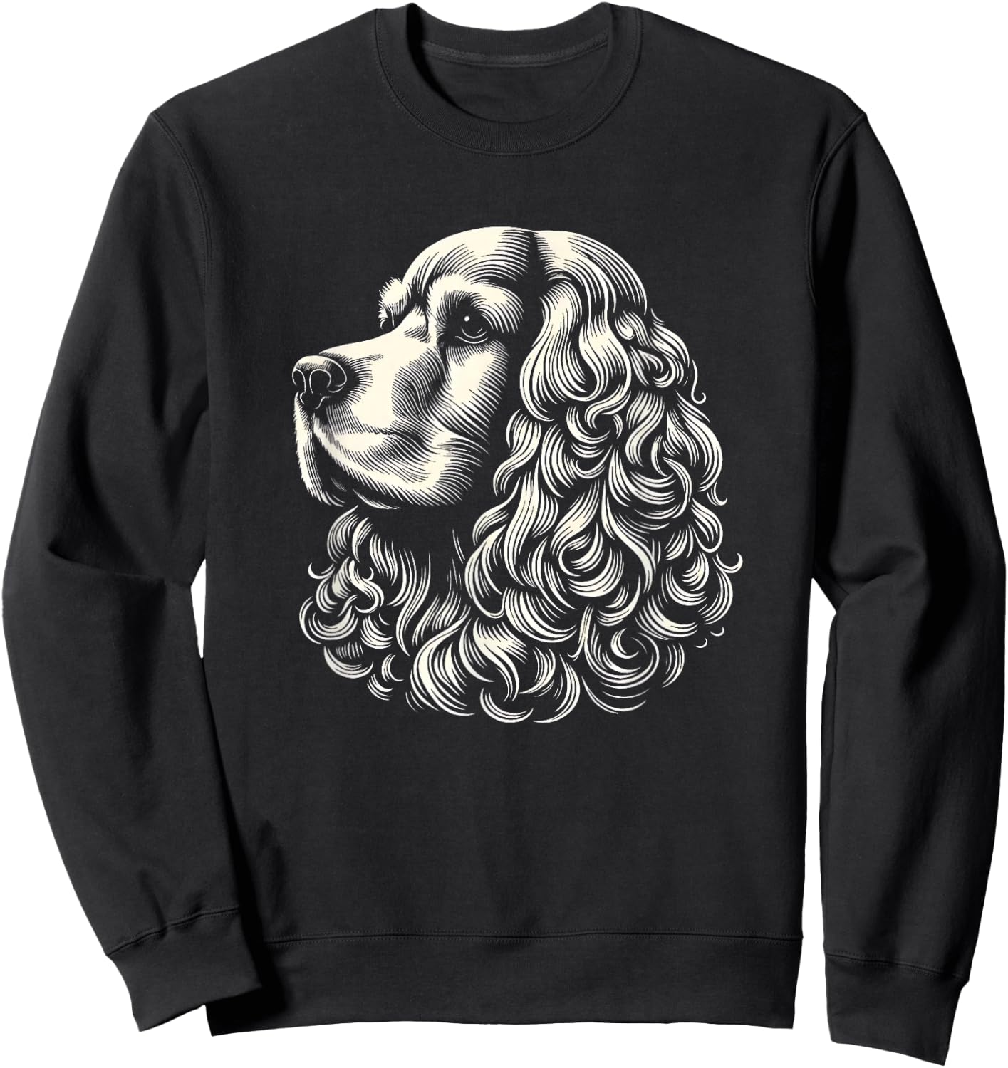 Cocker Spaniel Dog Face Art Design and Sweatshirt - Sweatshirt | Black
