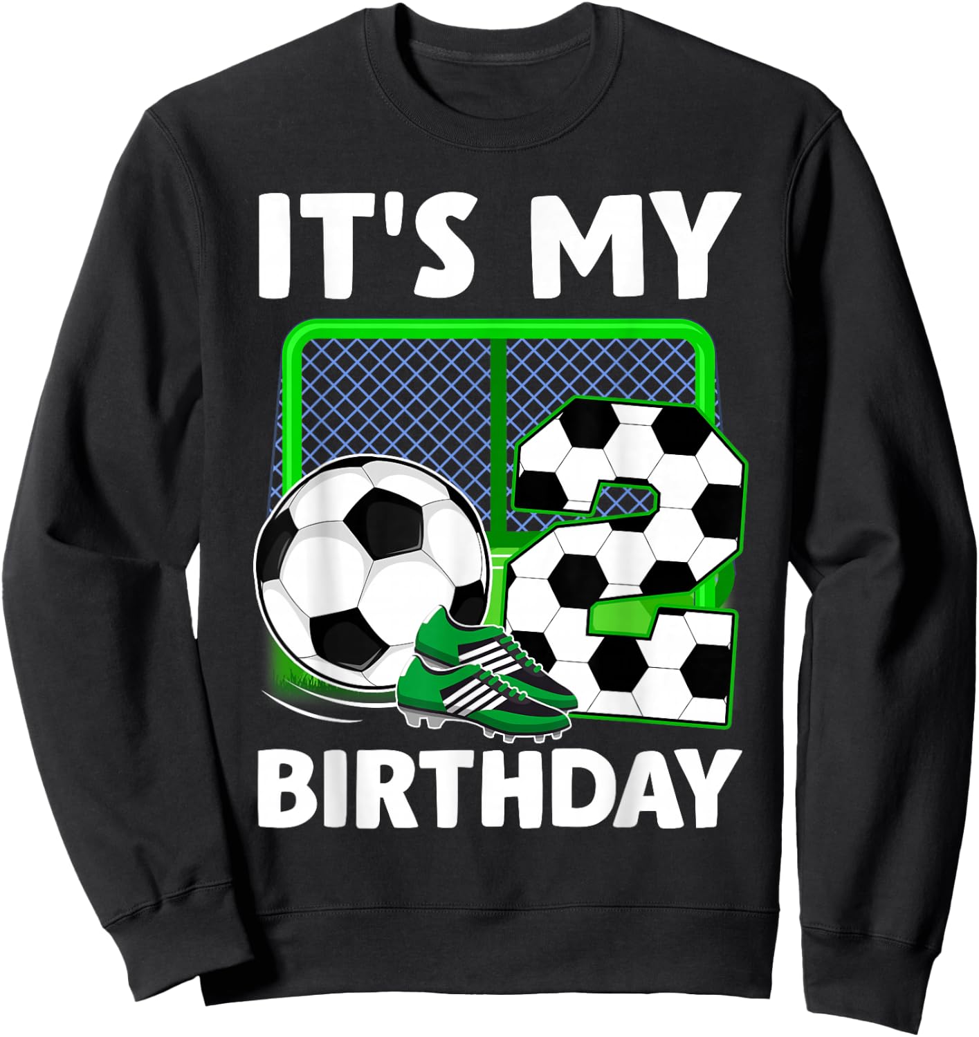 It's My 2nd Soccer Party 2 Year Old Birthday Soccer Boy Sweatshirt - Sweatshirt | Black