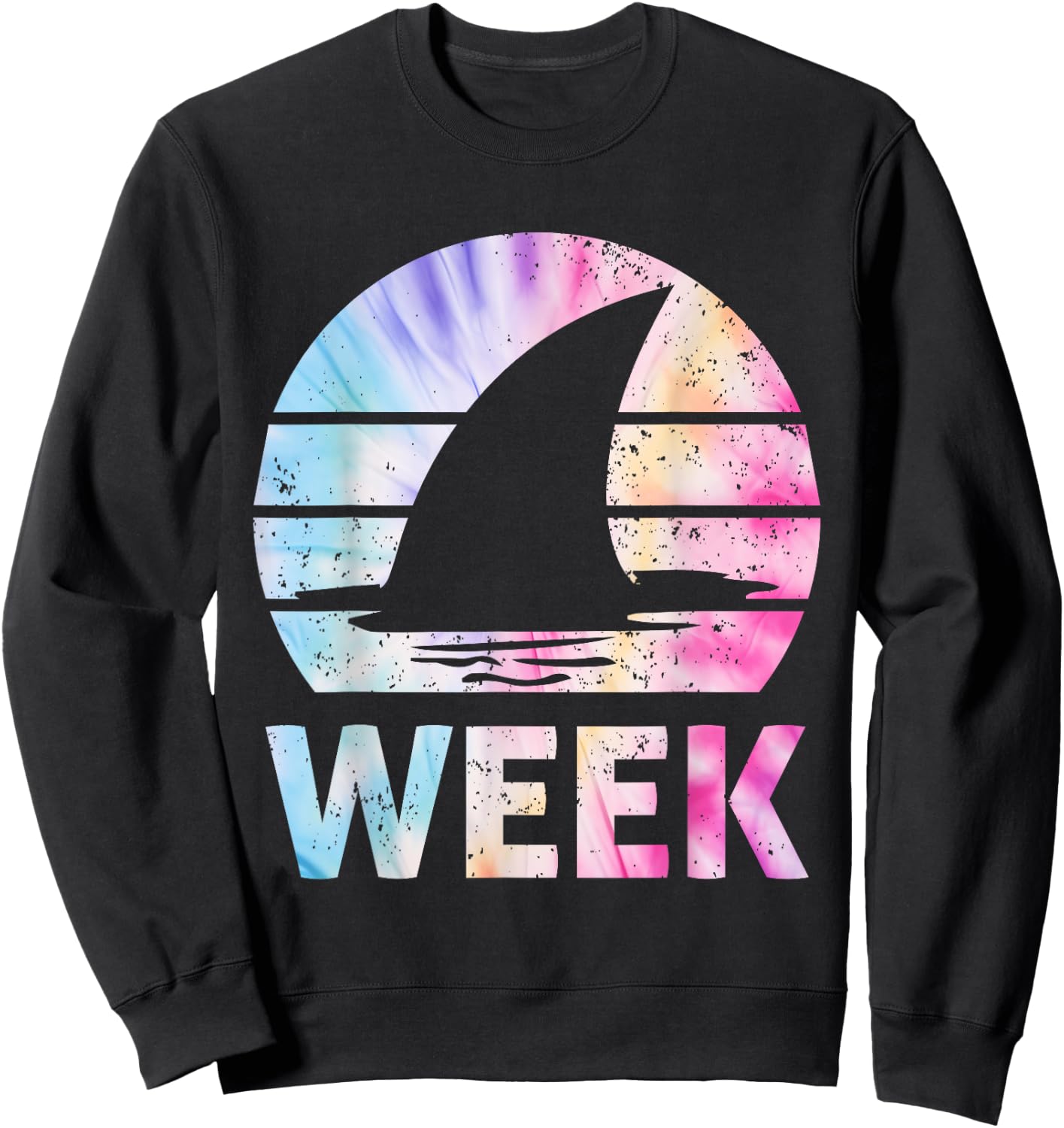 2025 Week Retro Shark Fin Lover Sea Ocean Animal Summer Trip Men Women Girls Kids Sweatshirt - Sweatshirt | Black