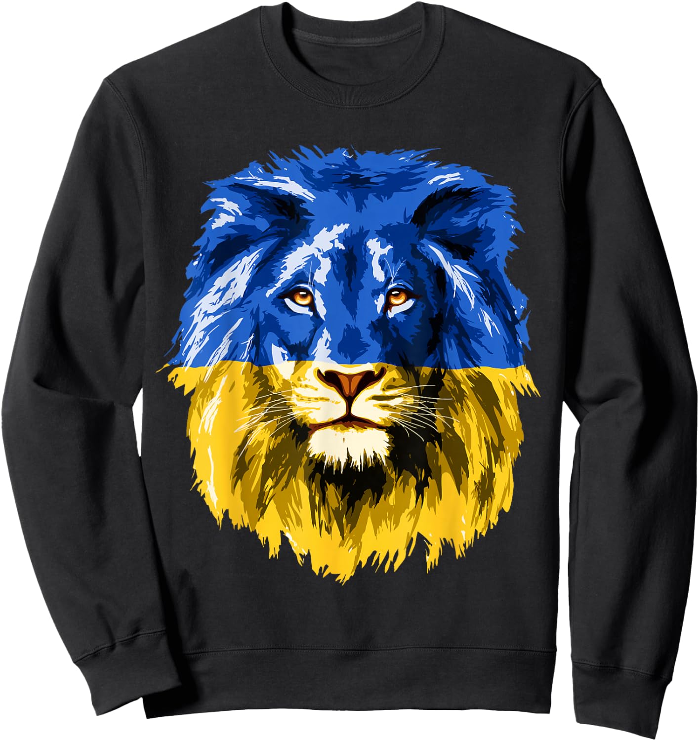 Yellow & Blue Flag Lion Face National Colors Sweatshirt - Sweatshirt | Black