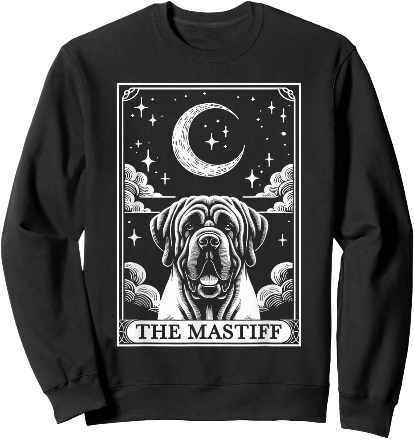 Tarot Card Vintage Crescent Moon English Mastiff Dog Mom Sweatshirt - Sweatshirt | Black