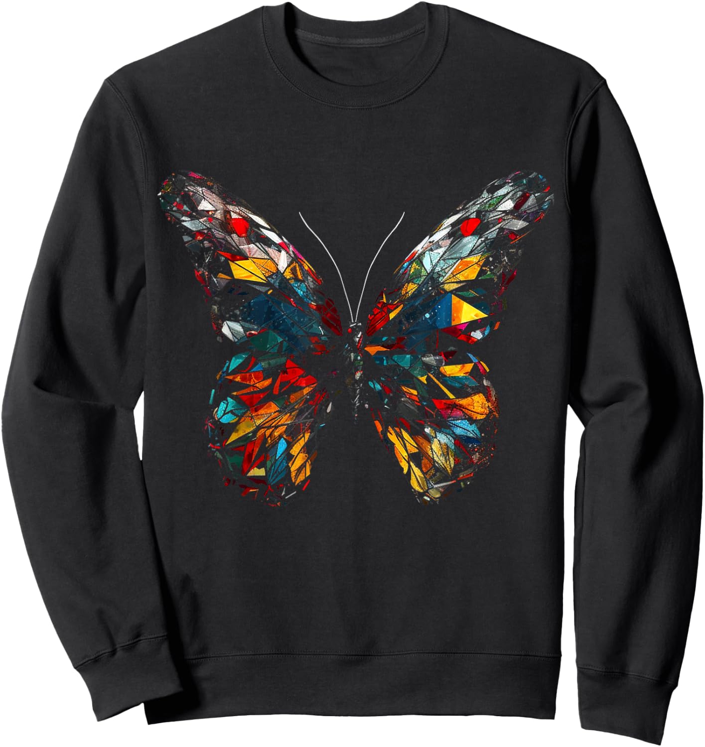 Butterfly Colourful Polygon - Art Animal Butterfly Sweatshirt - Sweatshirt | Black