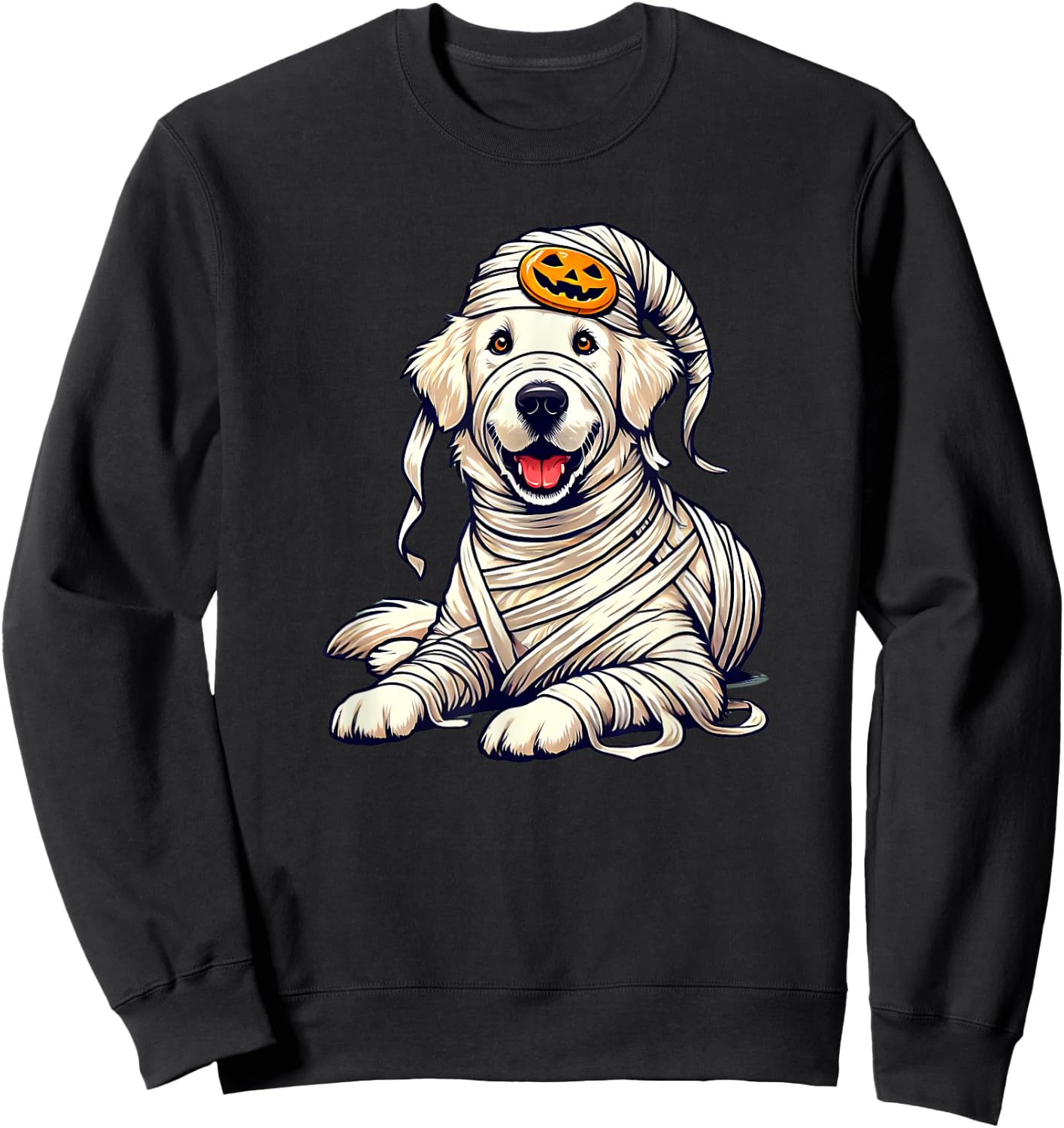 Halloween English Cream Golden Retriever Dog Cute Puppy Sweatshirt - Sweatshirt | Black