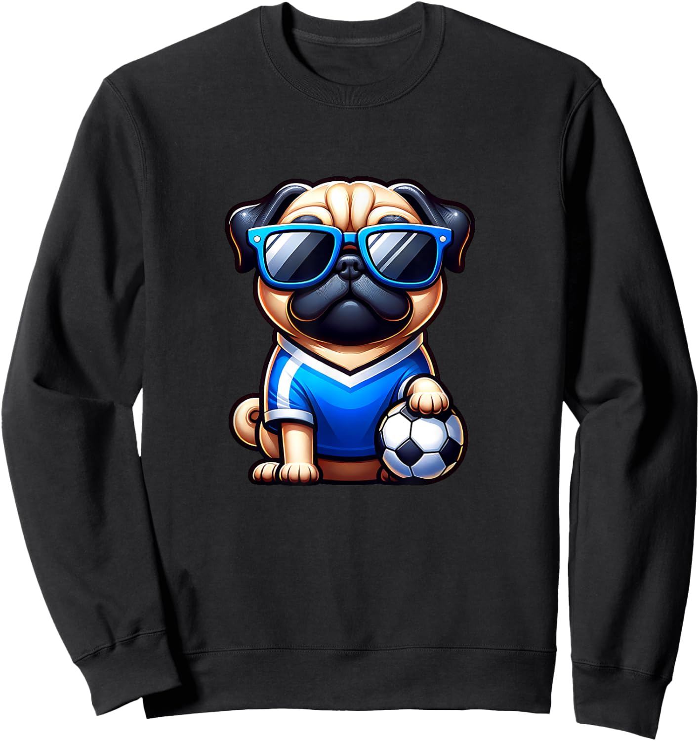 Pug Soccer Player Dog Champion Fan Women Kids Sweatshirt - Sweatshirt | Black