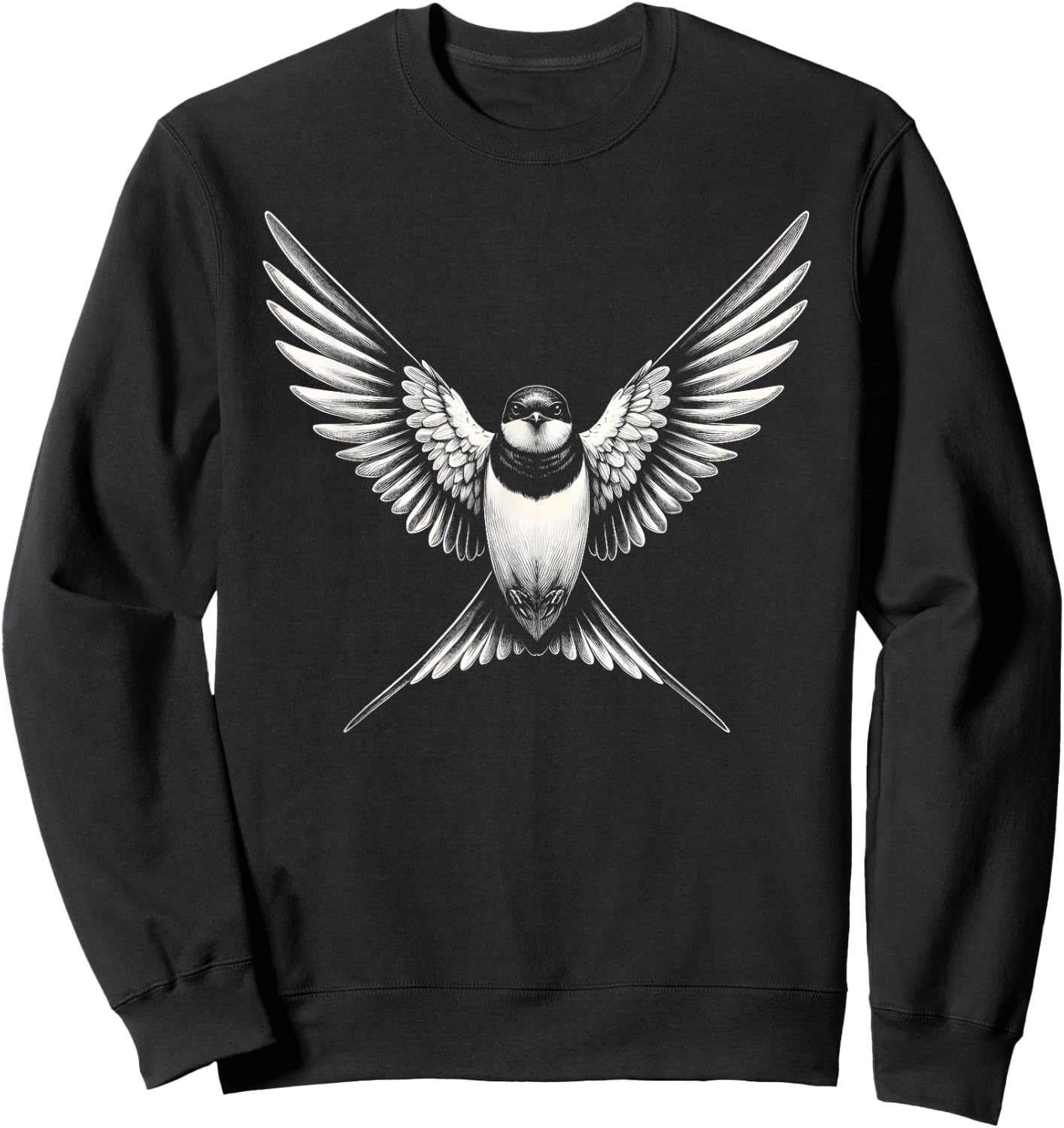 Swallow Bird Graphic Art Design Sweatshirt - Sweatshirt | Black
