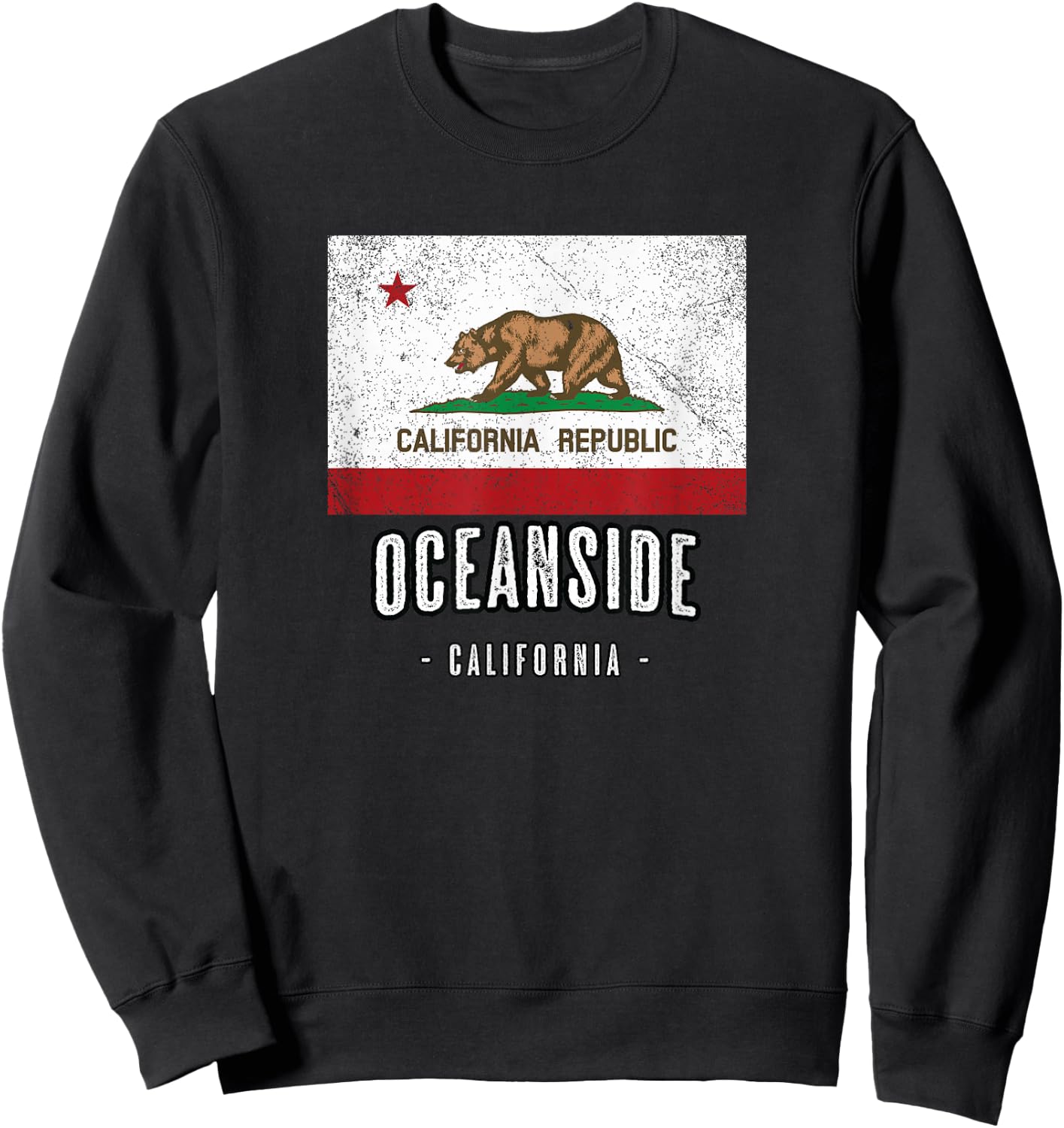 OCEANSIDE California | City CA USA, California Flag Sweatshirt - Sweatshirt | Black