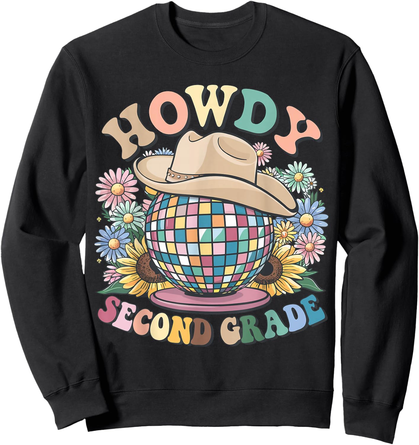 Howdy Second Grade Cowgirl Western 2nd Grade Back to School Sweatshirt - Sweatshirt | Black