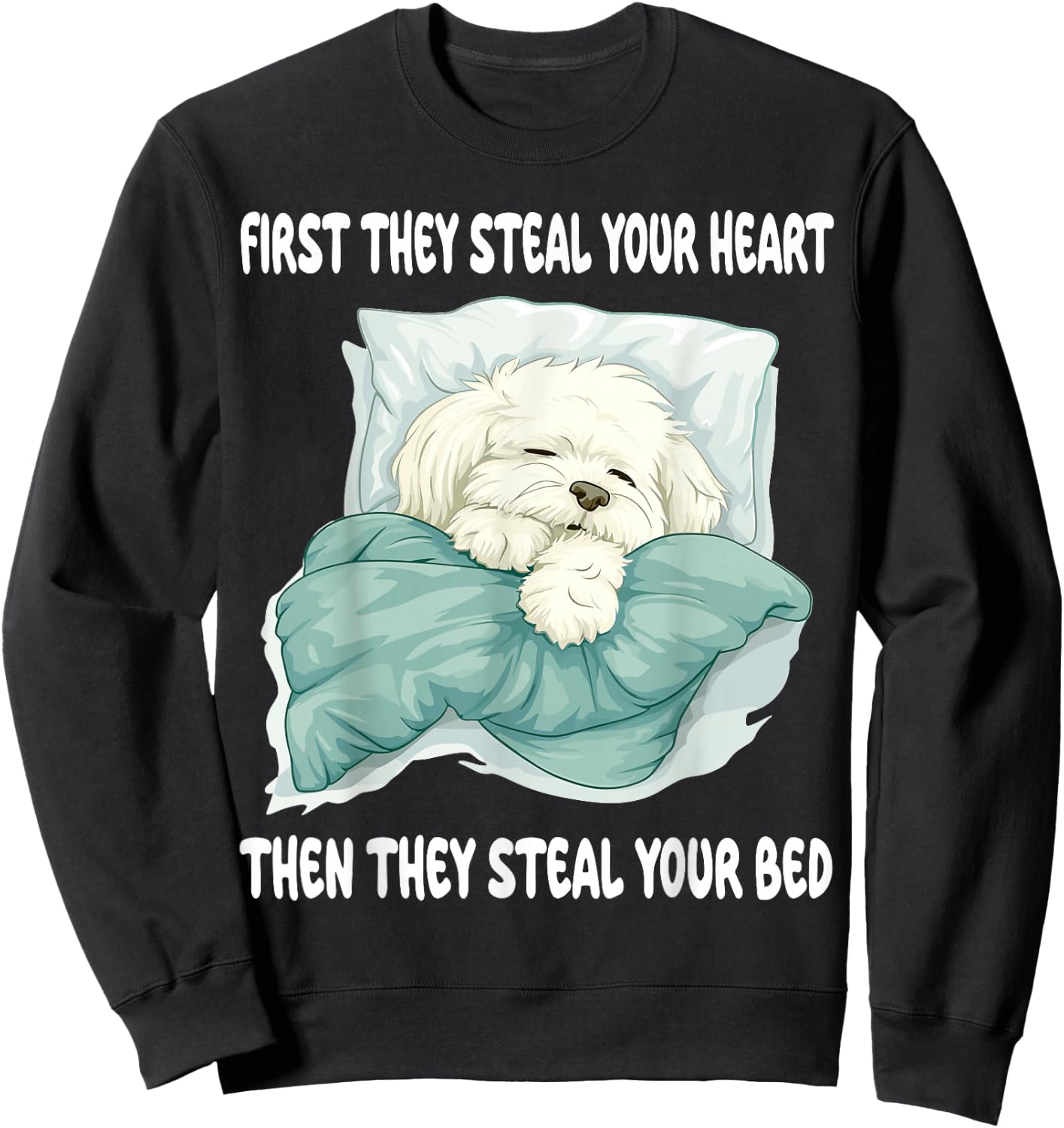 Coton De Tulear Sleeping Pajamas Nightgown Sweatshirt - Sweatshirt | Black
