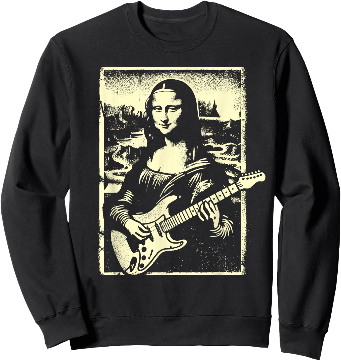Mona Lisa Guitar Music Teacher Novelty Funny Electric Guitar Men Women Girls Kids Sweatshirt - Sweatshirt | Black