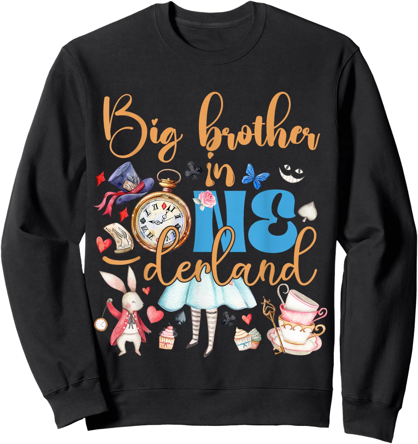 Alice Big Brother in ONEderland Birthday Family Sweatshirt - Sweatshirt | Black