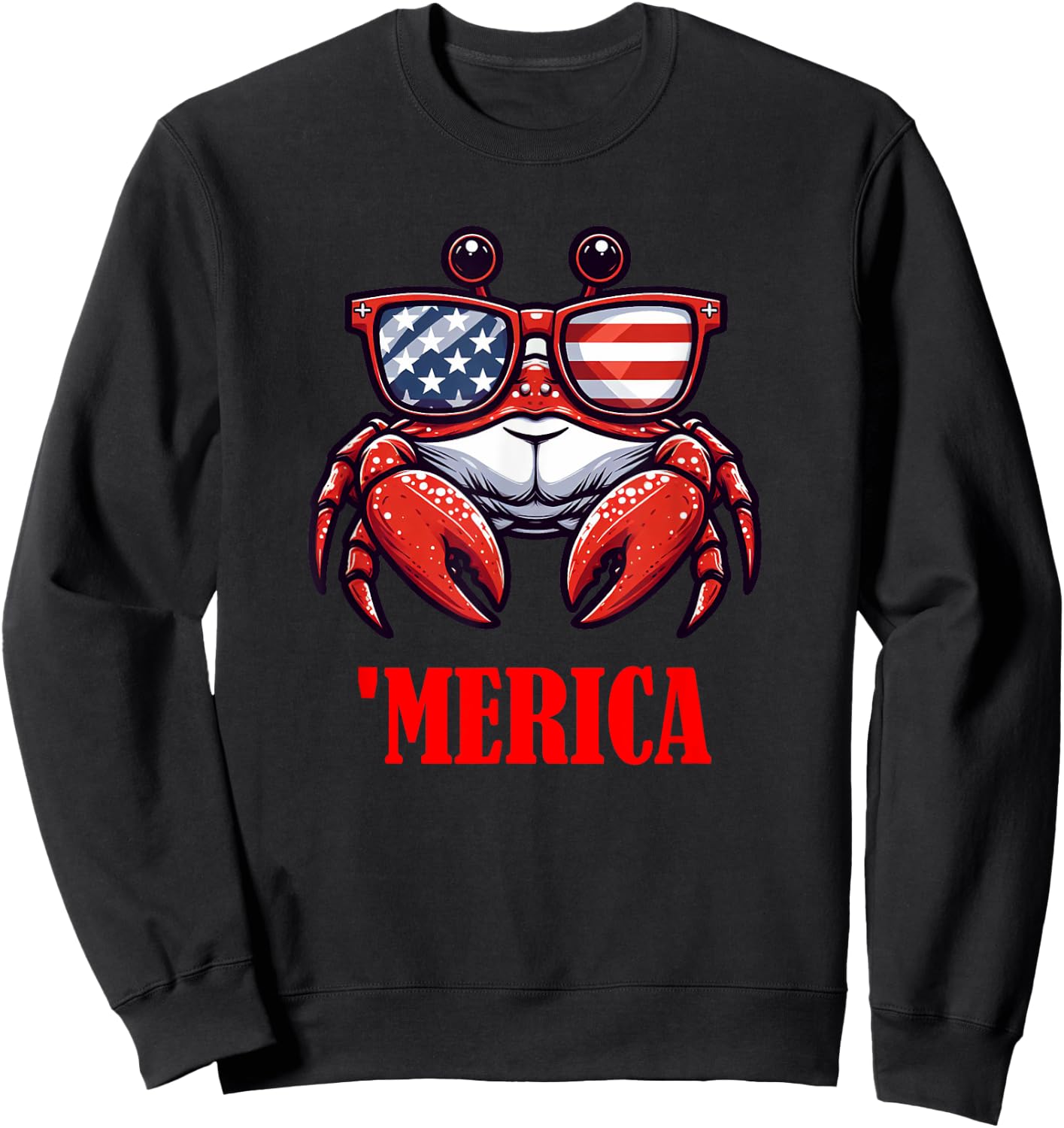 crab Merica 4th of July US Flag Patriotic Kids Men Sweatshirt - Sweatshirt | Black