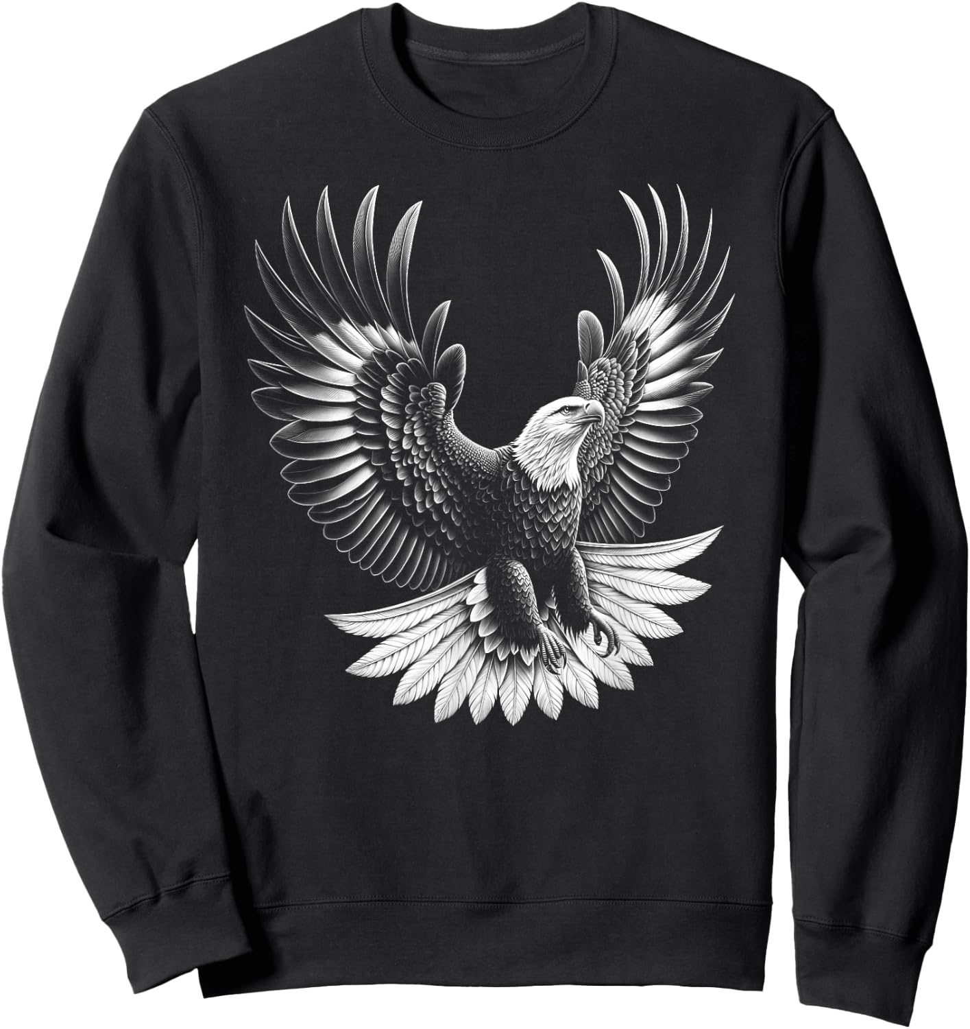 Proud Eagle with Spread Wings in Drawing Style Sweatshirt - Sweatshirt | Black