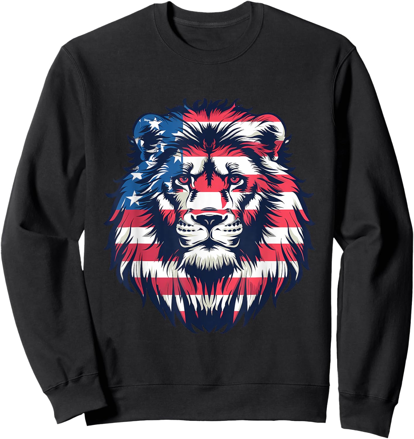 Fourth Of July Vintage Patriotic Lion American Flag USA Sweatshirt - Sweatshirt | Black