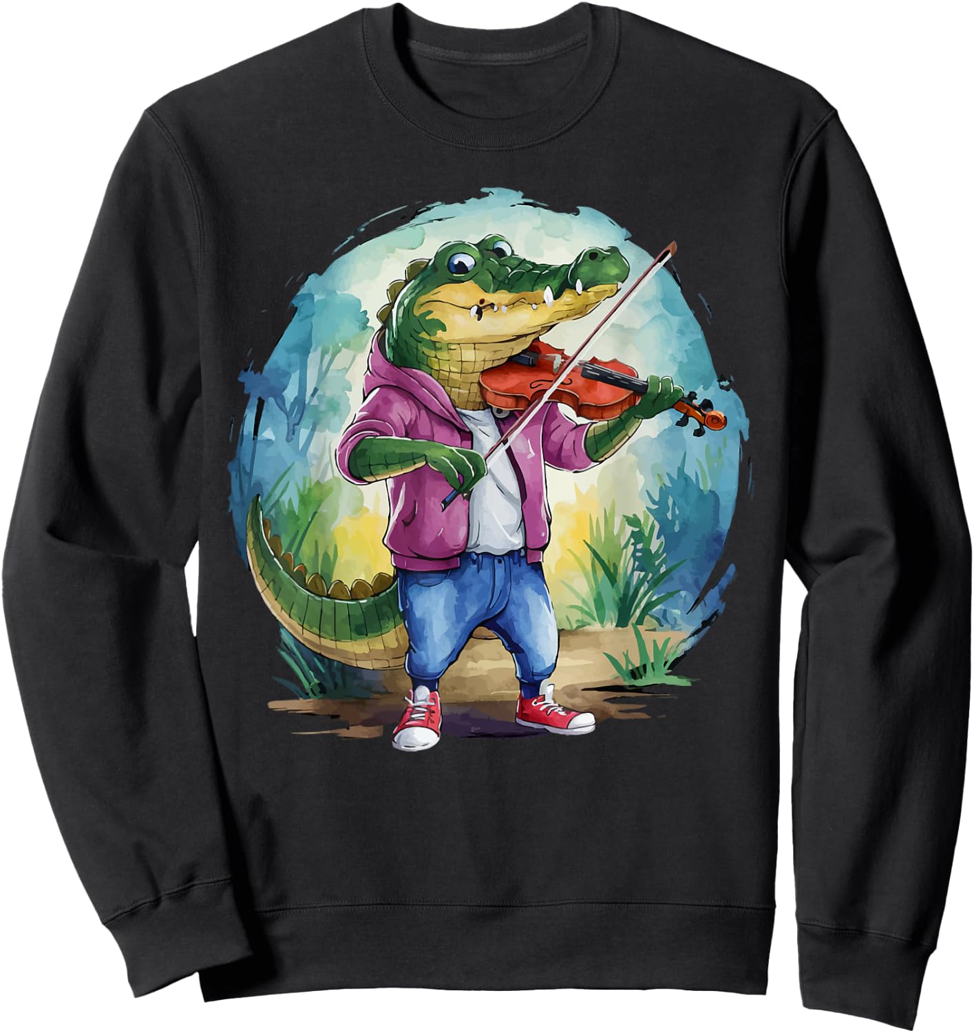 Crocodile Playing Violin Violinis Violin Player Animal music Sweatshirt - Sweatshirt | Black