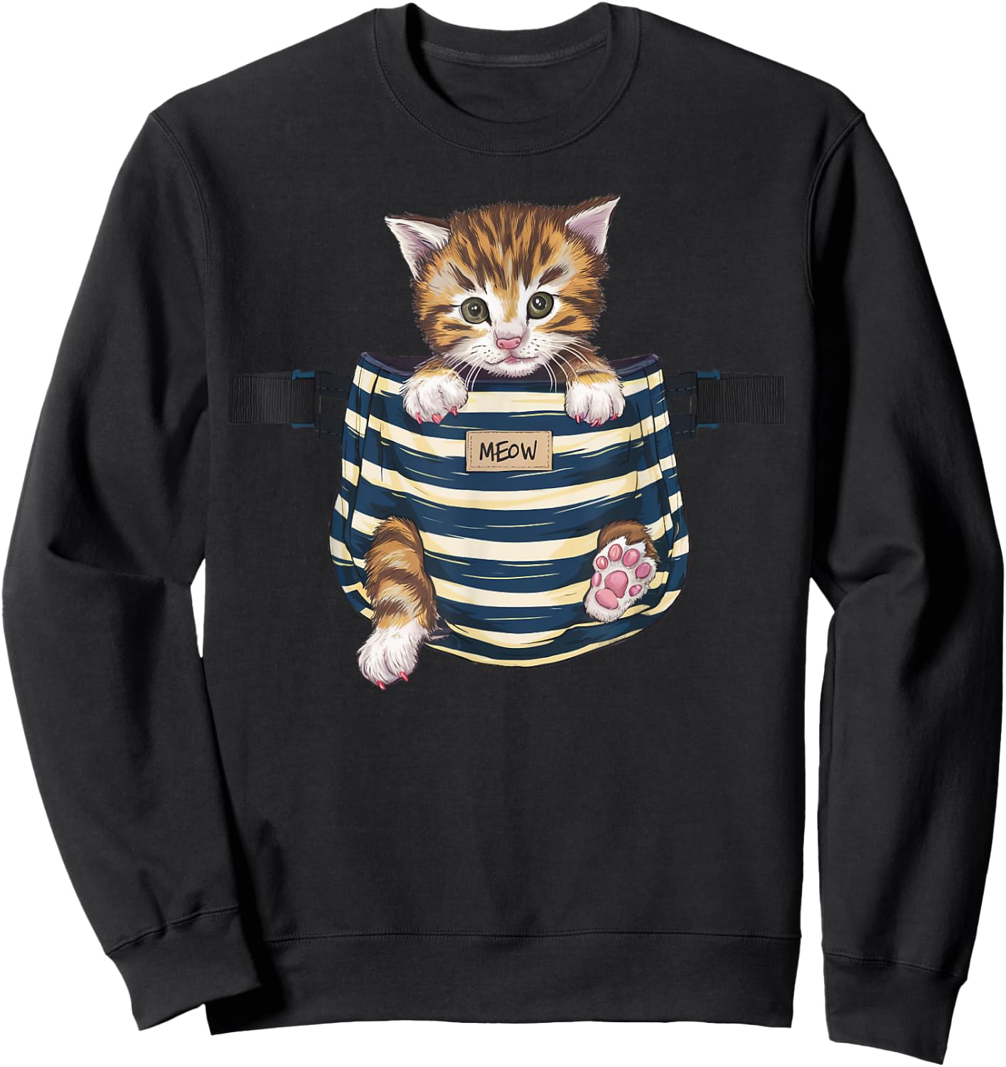 Cat Pocket Cute Kitten Gifts For Cat Lover Cat Mom Cat Dad Women Kids Sweatshirt - Sweatshirt | Black
