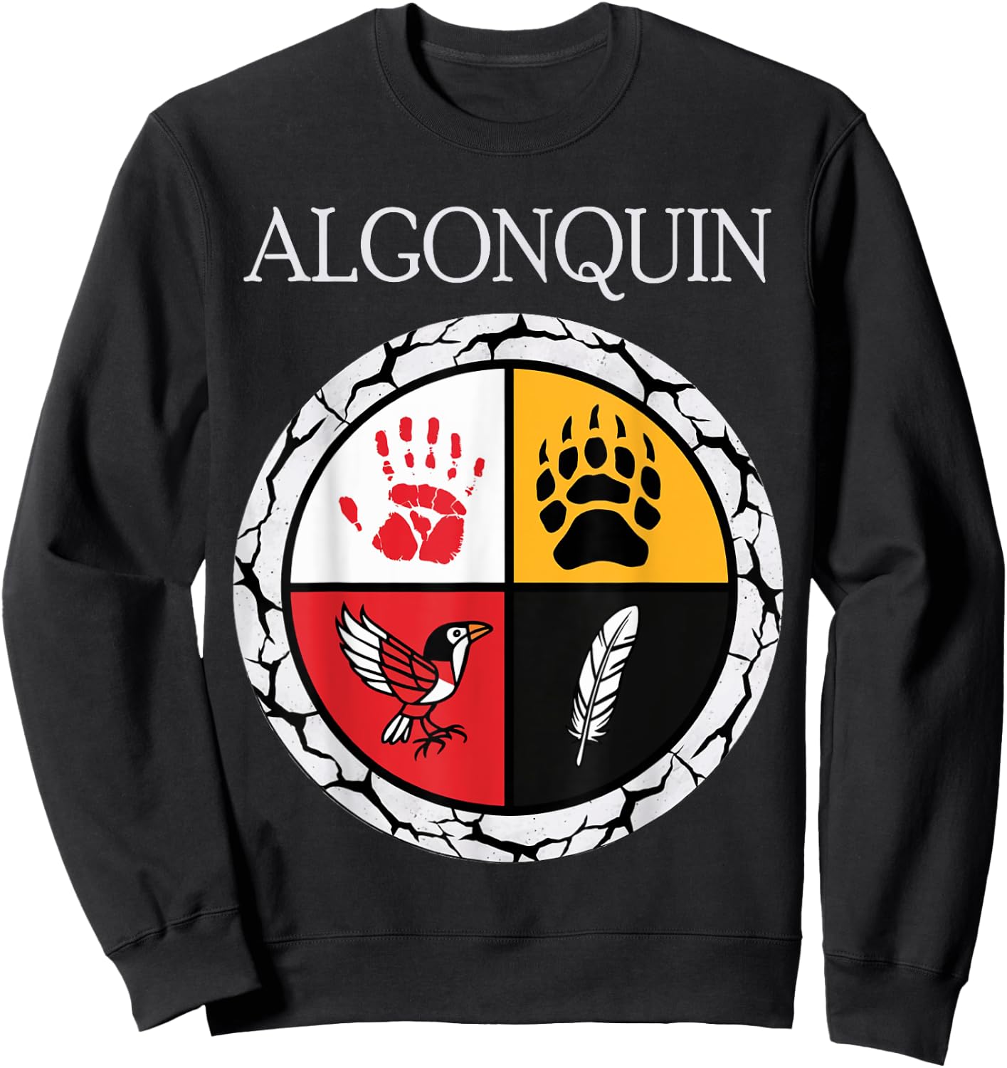 Algonquin Tribe Native American Medicine Wheel Sweatshirt - Sweatshirt | Black