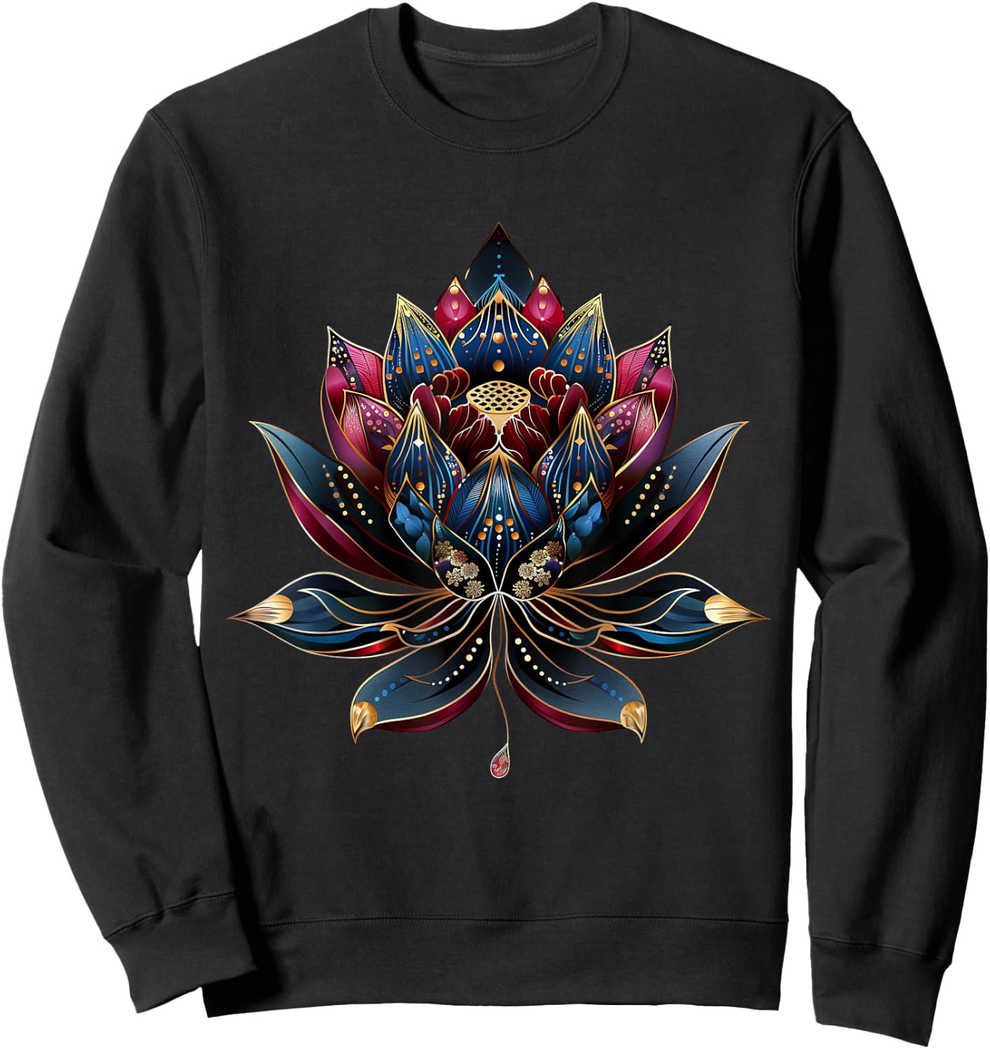 Lotus Flower Vintage Japanese Zen Buddhist Buddhism Yoga Sweatshirt - Sweatshirt | Black