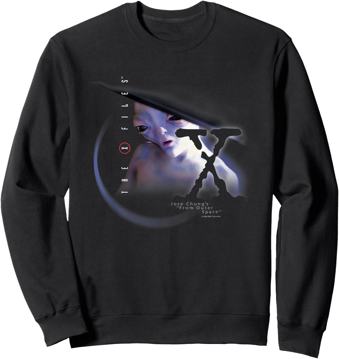 X-Files Jose Chung's From Outer Space Alien Big Chest Poster Sweatshirt - Sweatshirt | Black