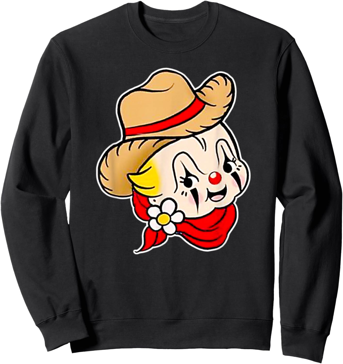 Kewpie Baby Rodeo Clown Cowboy Traditional Tattoo Flash Sweatshirt - Sweatshirt | Black
