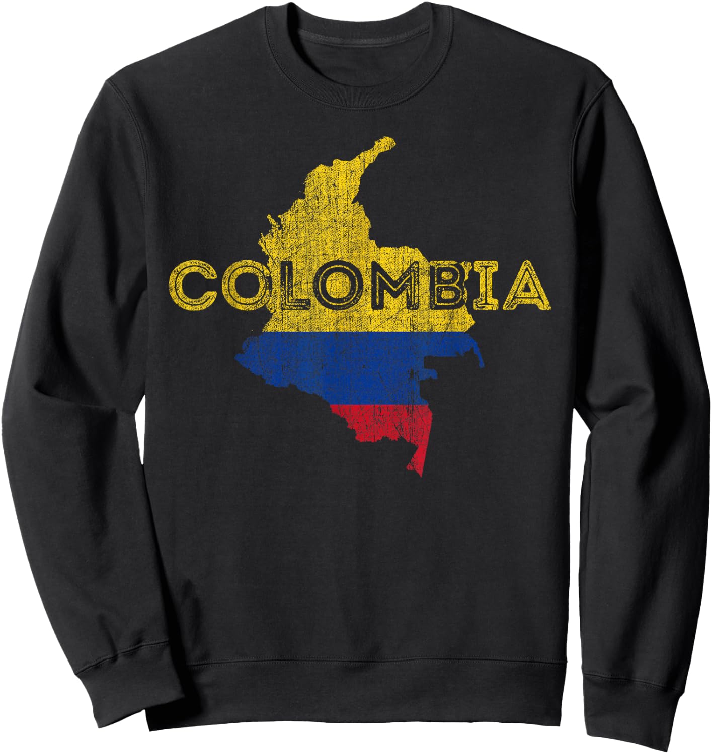 Colombian Map and Flag Souvenir - Distressed Colombia Sweatshirt - Sweatshirt | Black
