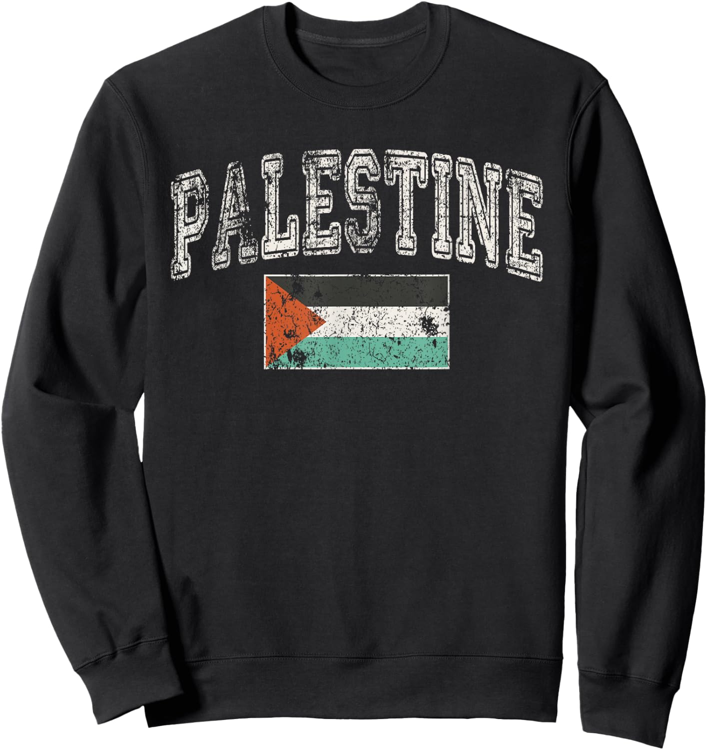 Vintage Retro Faded Palestine Flag Palestinian Pride Sweatshirt - Sweatshirt | Black