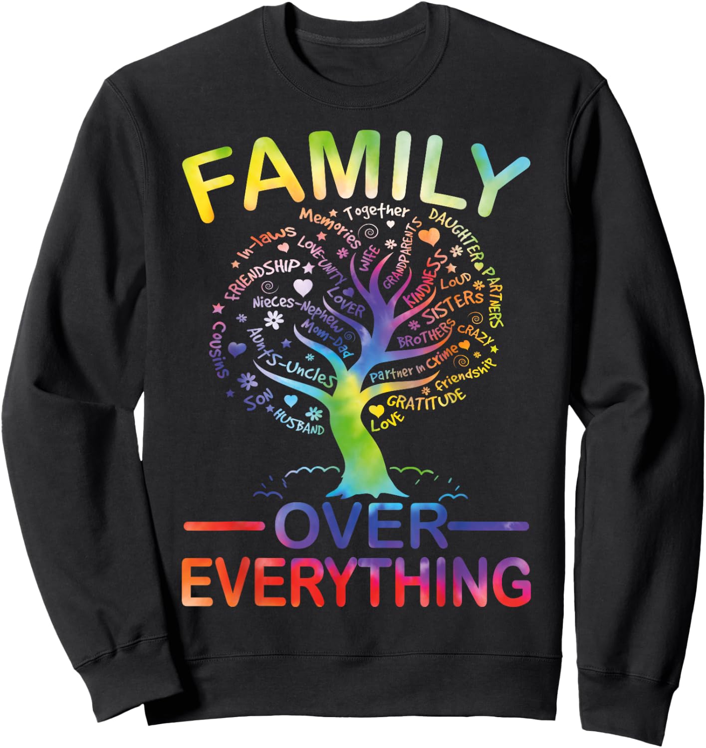 Family Over Everything Family Reunion Party Matching Tie Dye Sweatshirt - Sweatshirt | Black
