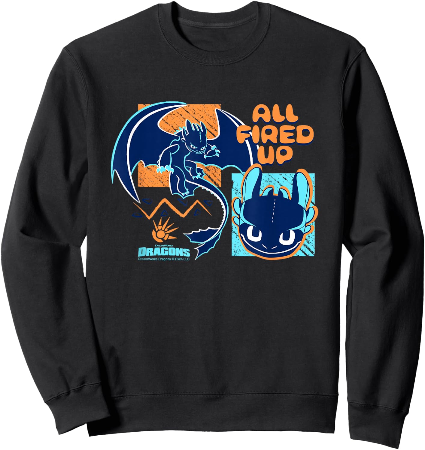 How to Train Your Dragon All Fired Up Toothless Chest Poster Sweatshirt - Sweatshirt | Black