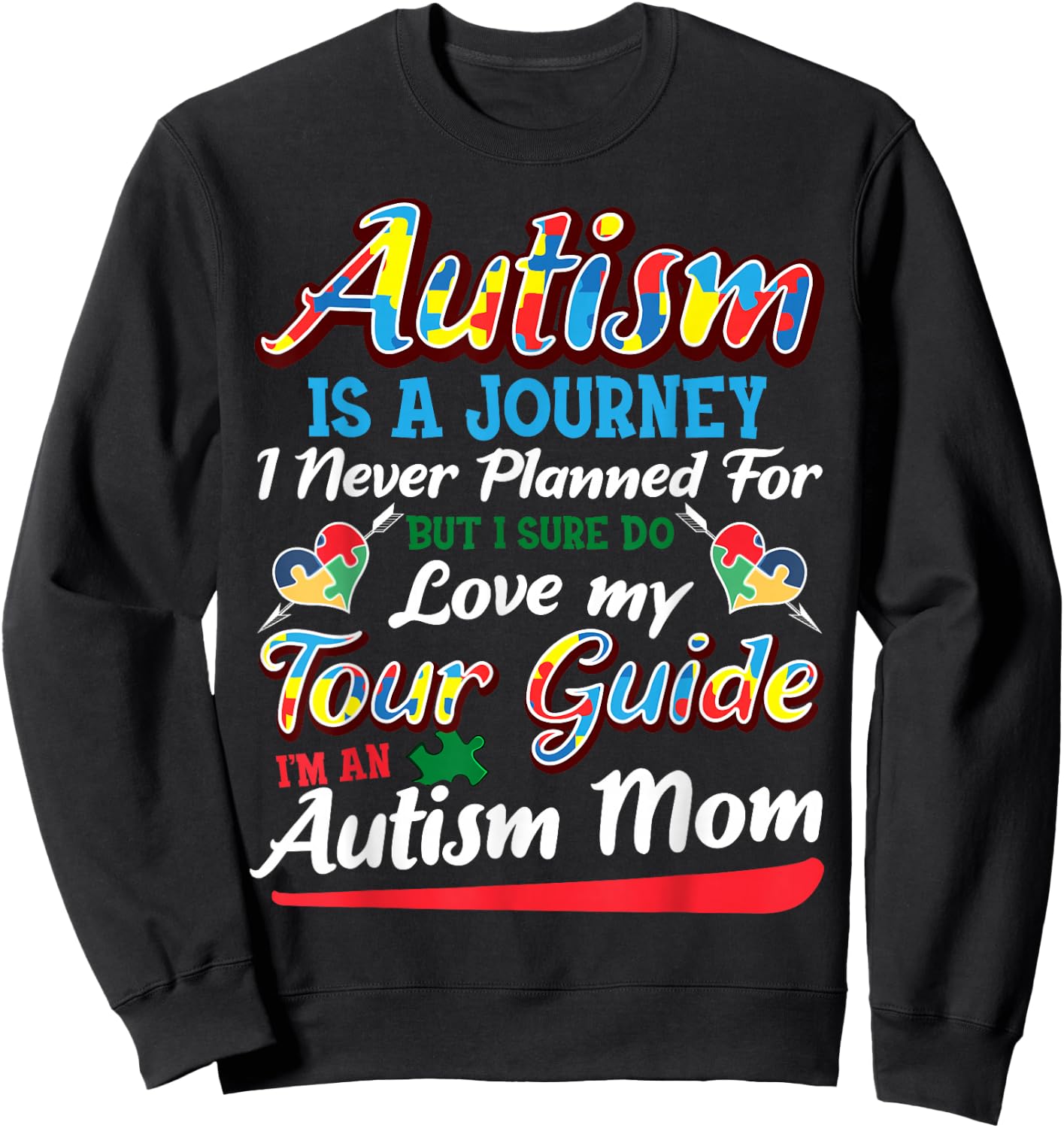 Autism Awareness Mom's Journey Sweatshirt - Sweatshirt | Black