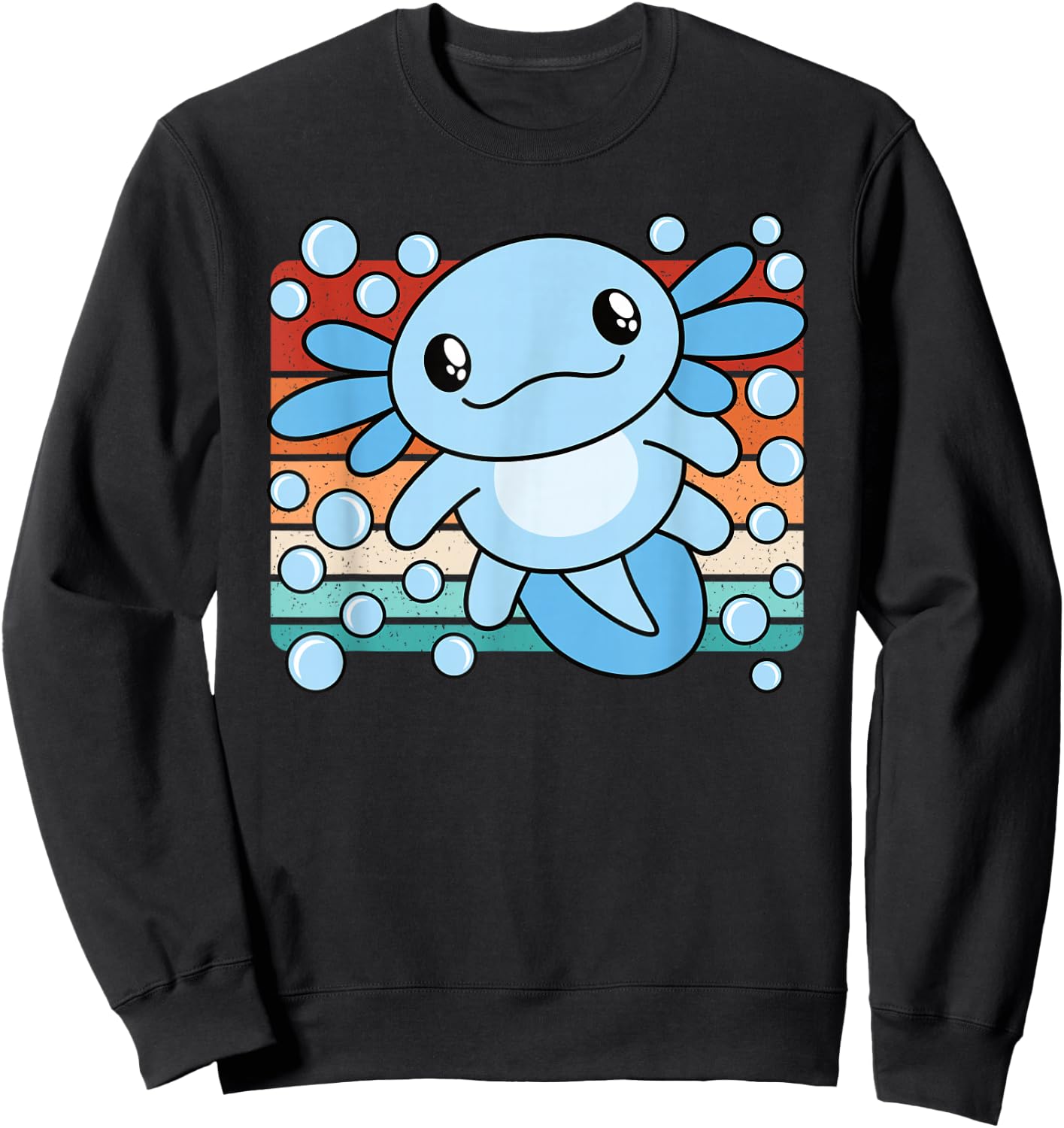 Cute Kawaii Axolotl Salamander Retro Boys Girls Kids Sweatshirt - Sweatshirt | Black