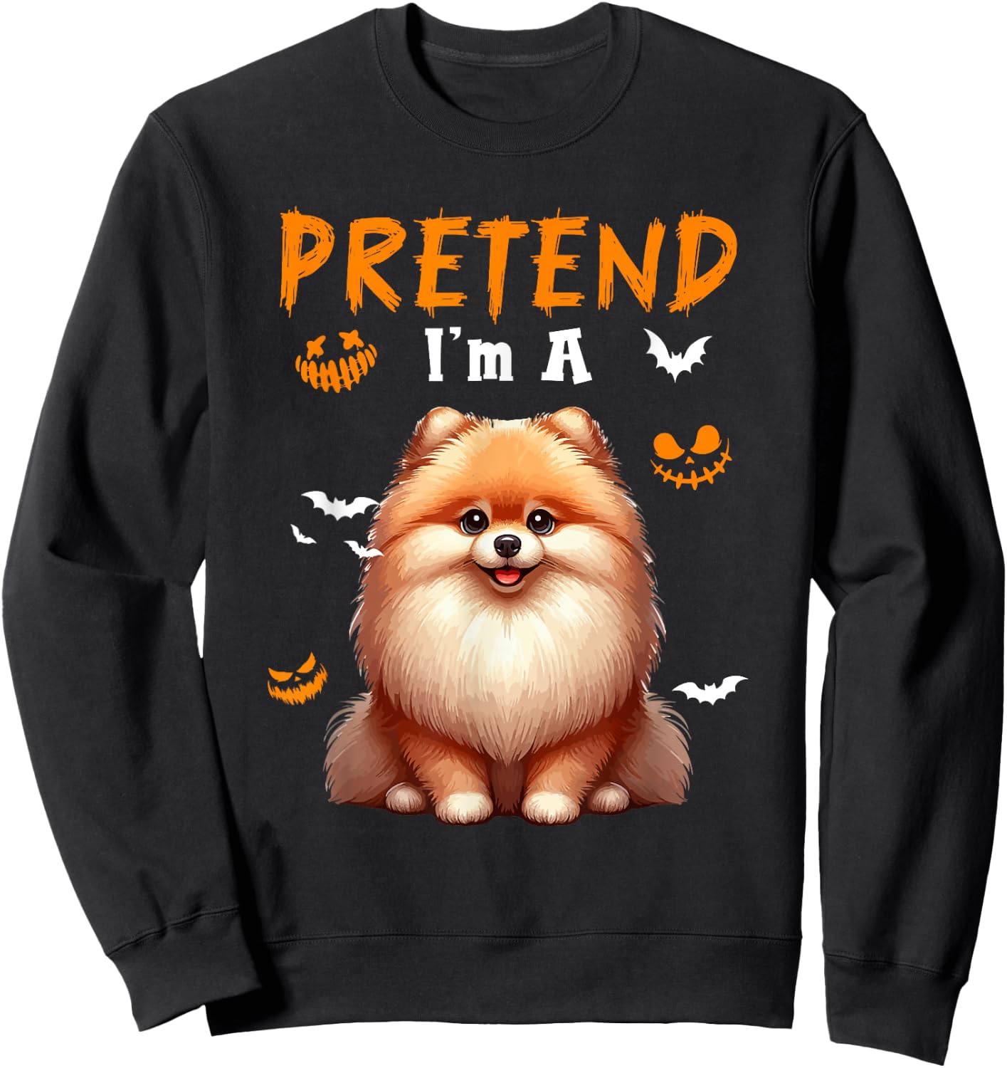 Pretend I'm A Pomeranian Halloween Costume Owner Kids Sweatshirt - Sweatshirt | Black