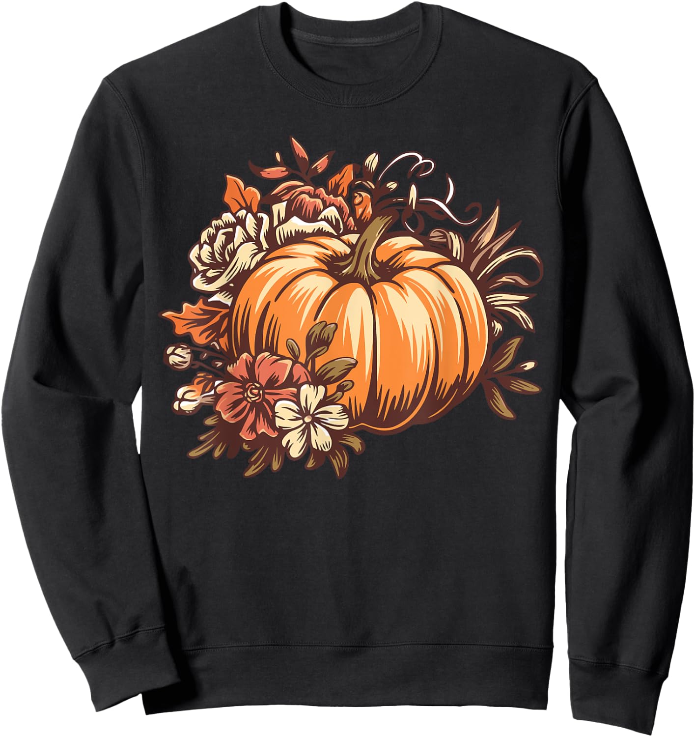 Fall Shirt Women Vintage Pumpkin Autumn Graphic Thanksgiving Sweatshirt - Sweatshirt | Black