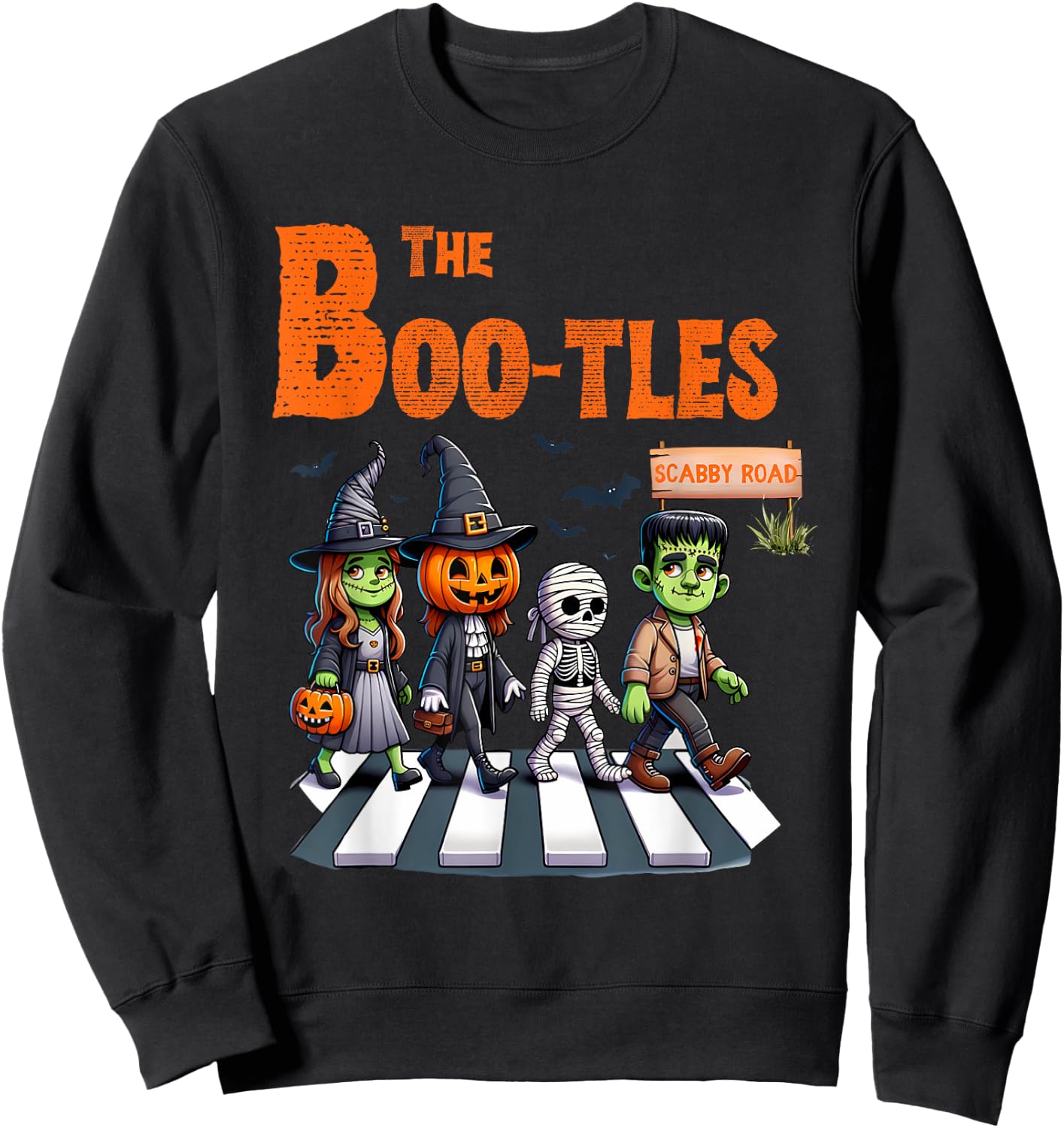 Groovy Funny The Boo-tles Spooky Halloween Trick or Treat Sweatshirt - Sweatshirt | Black