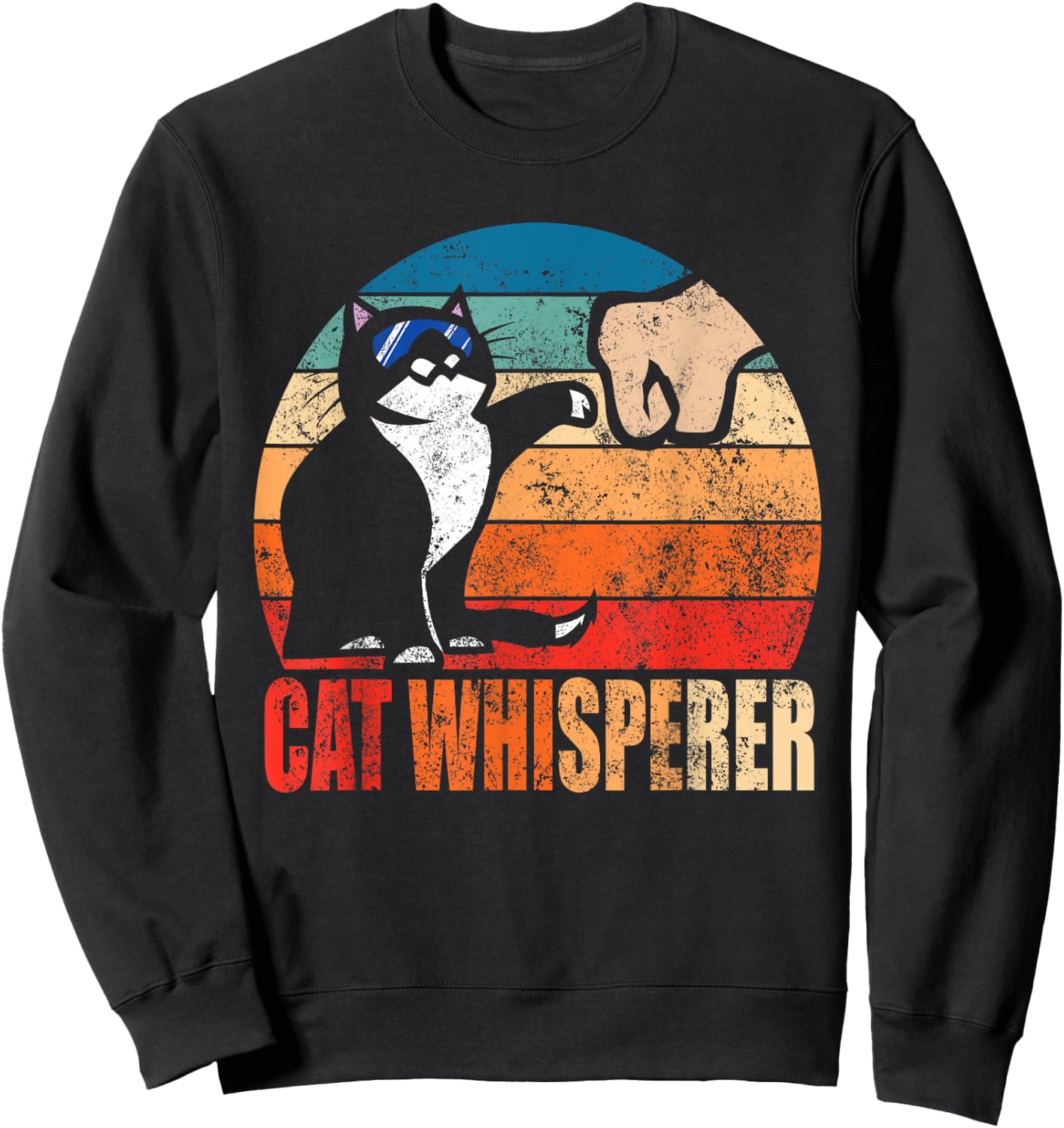Funny Retro Best Cat Whisperer with Fist Bump Gift Men Women Sweatshirt - Sweatshirt | Black