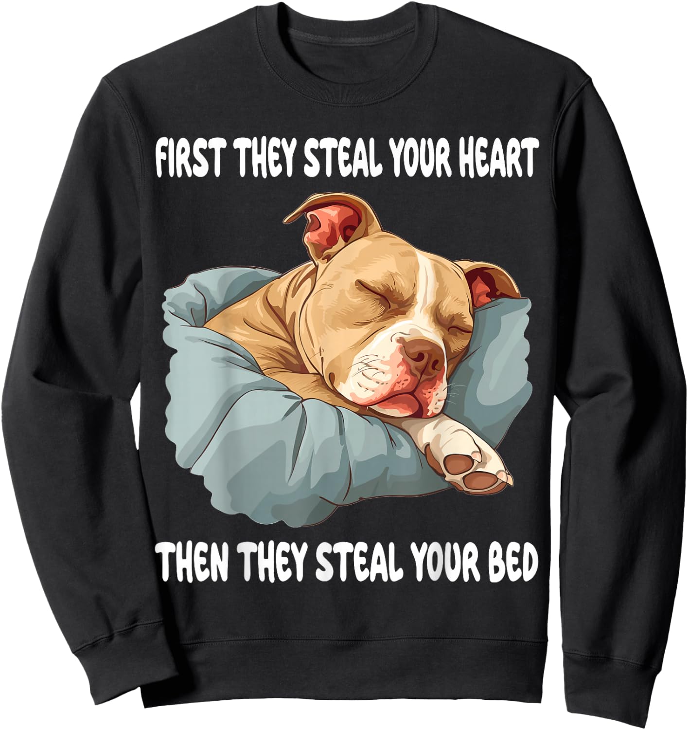 Pitbull Sleeping Pajamas Nightgown Sweatshirt - Sweatshirt | Black
